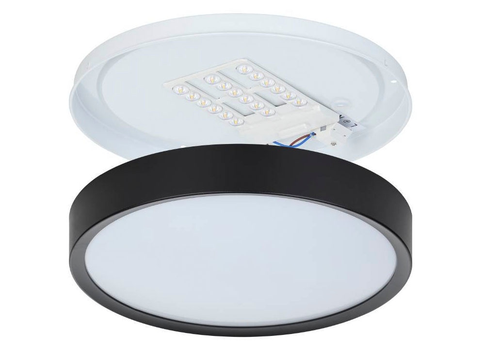 EGLO Deckenleuchte »MUSURITA Deckenlampe, Wohnzimmerlampe, schwarz, Stahl + Kunststoff«, 1 flammig, Leuchtmittel LED-Modul | LED wechselbar, LED Deckenlampe, Wohnzimmer, Schlafzimmer, Küche, Flur, modern, 34x6cm