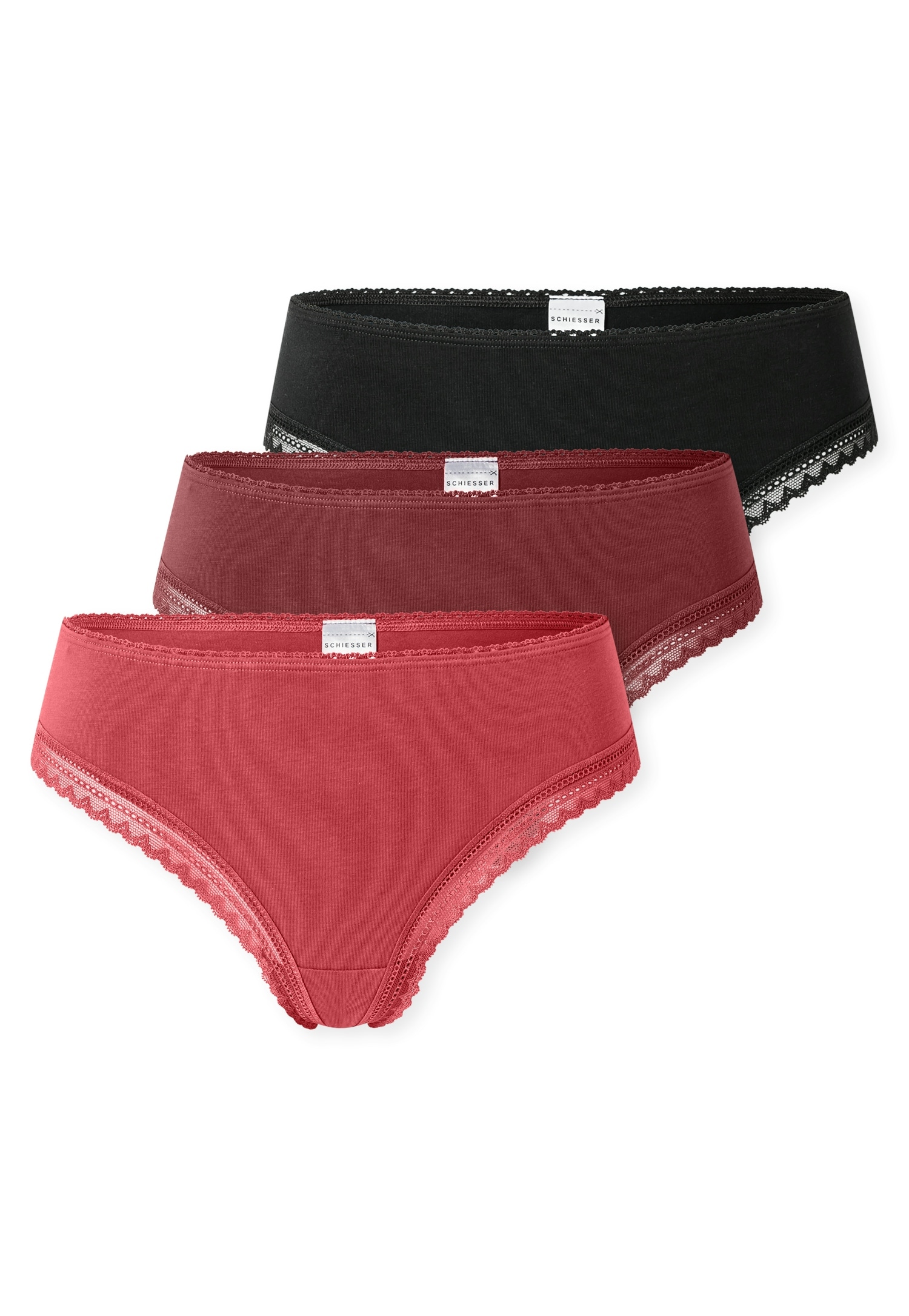 Schiesser String »Modern Multipacks« 3er Pack,  Spitzenbänder, Baumwollmischung, Single Jersey