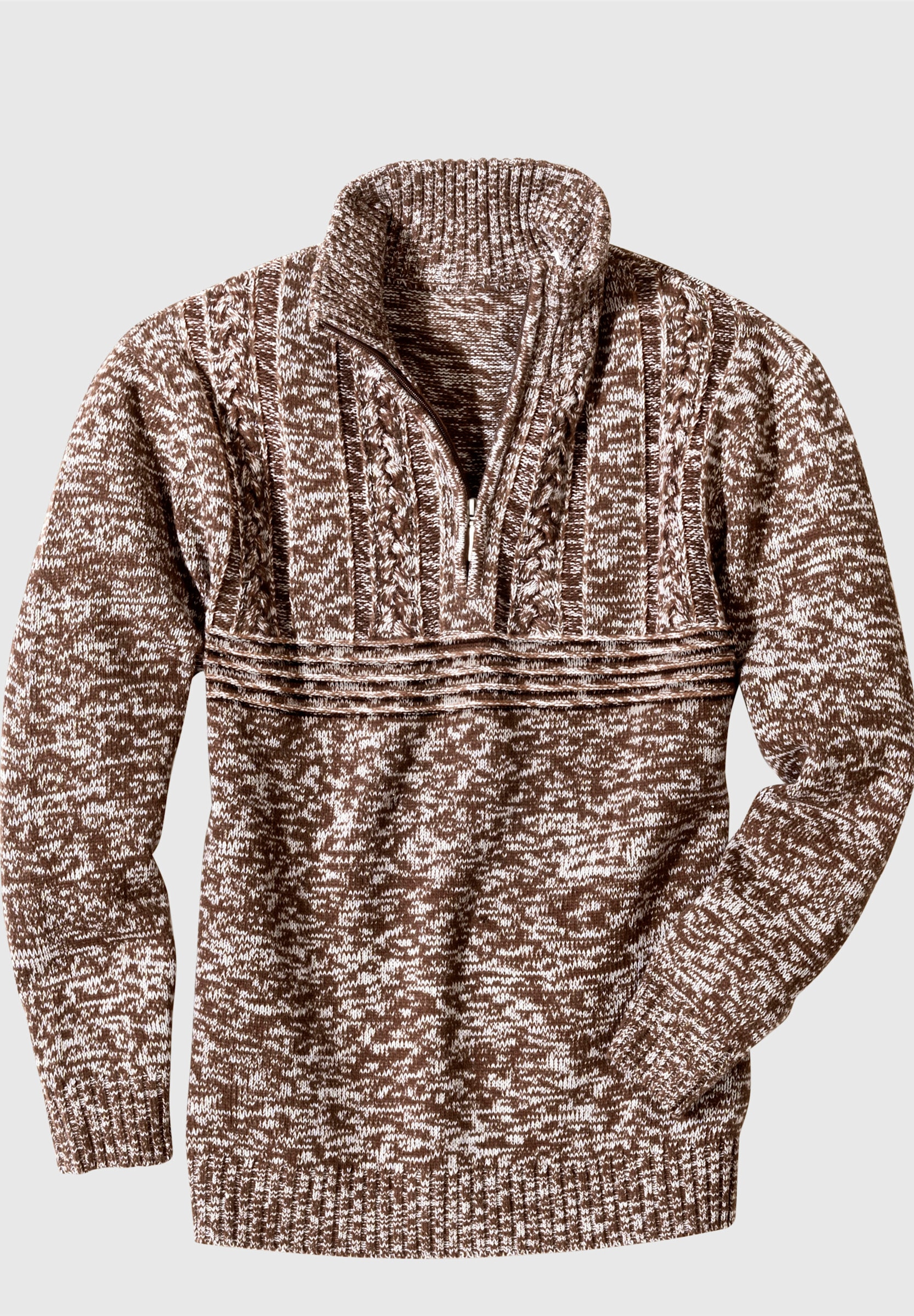 Sieh an! Troyer »Pullover Langarm-Pullover mit platziertem Zopfmuster«
