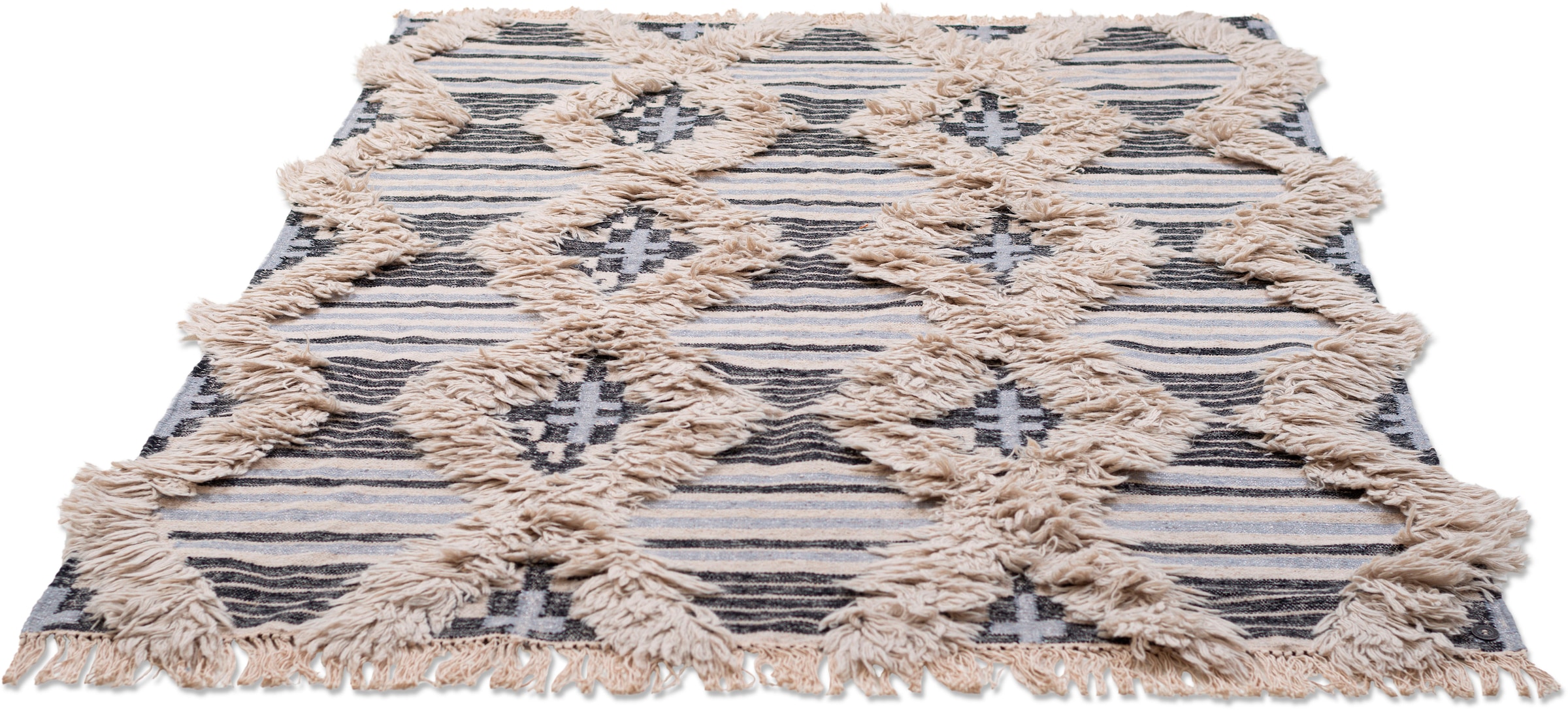 TOM TAILOR HOME Teppich »Cozy handgewebt, Fransen, Boho-Style kaufen mit Kelim«, rechteckig, online