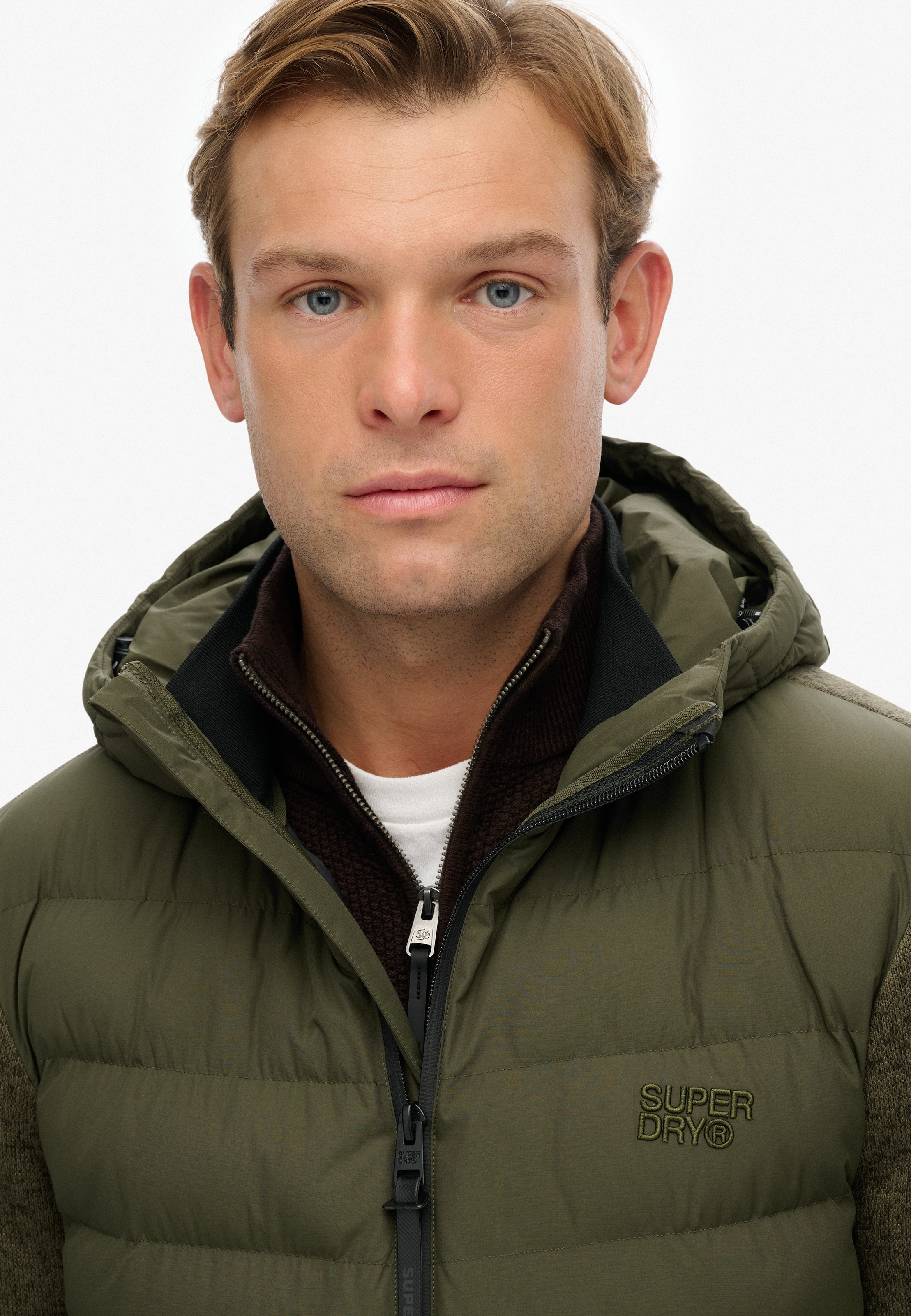 Superdry Steppjacke »HOODED STORM KNIT HYBRID JKT« mit Kapuze