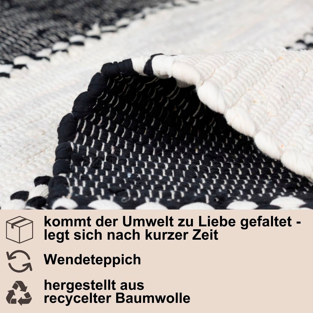 Myflair Möbel & Accessoires Teppich »Karim«, rechteckig, 10 mm Höhe, Handweb Teppich, gestreift, 90% Baumwolle, handgewebt, mit Fransen