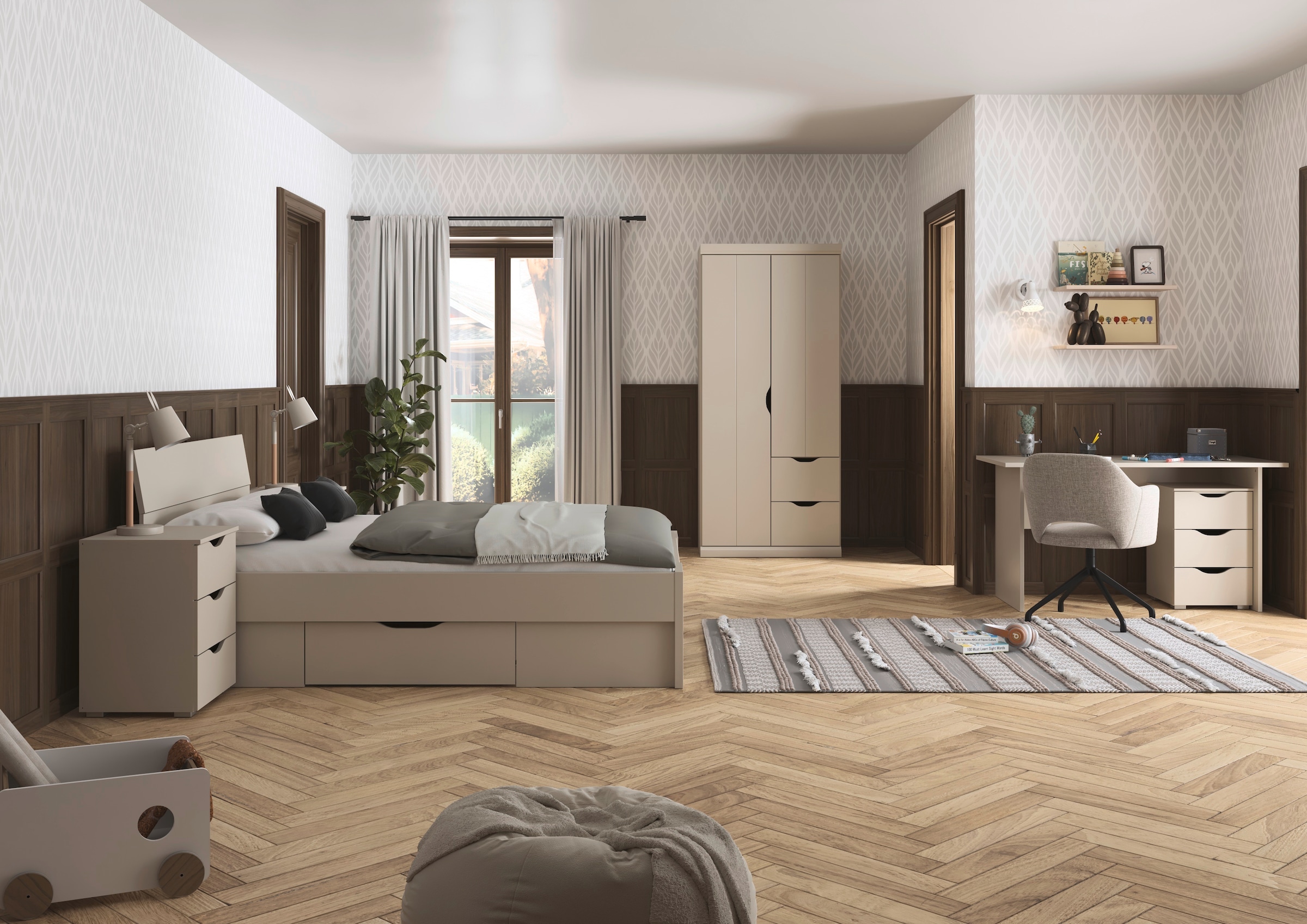 rauch Jugendzimmer-Set »Marlene«, (Set, 4 tlg., in 3 verschiedenen Ausstattungen BASIC/CLASSIC/PREMIUM), erhältlich in verschiedenen Bett- und Schrank-Breiten MADE IN GERMANY