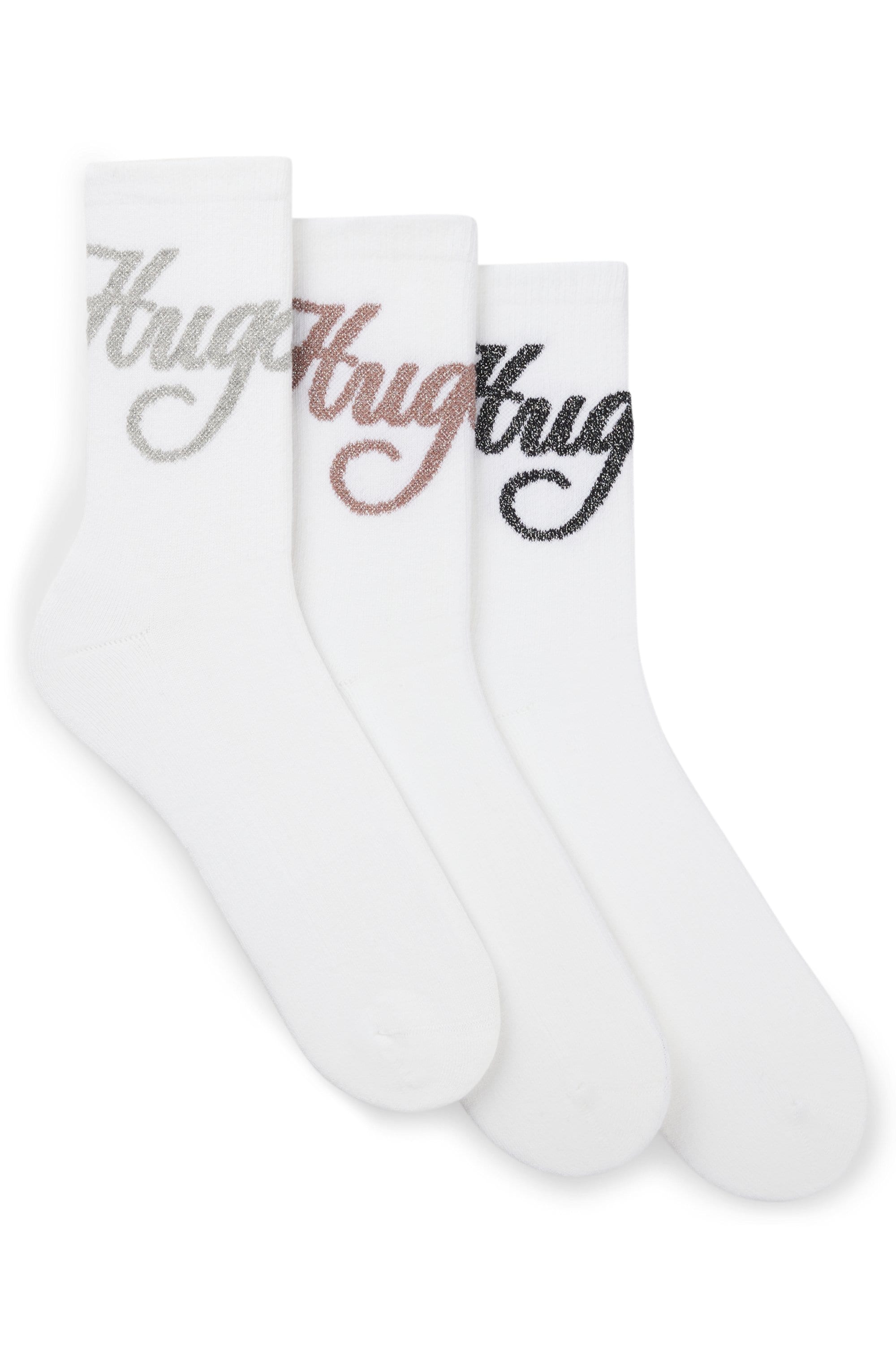 HUGO Underwear Socken, (3 Paar), mit schimmerden Logo