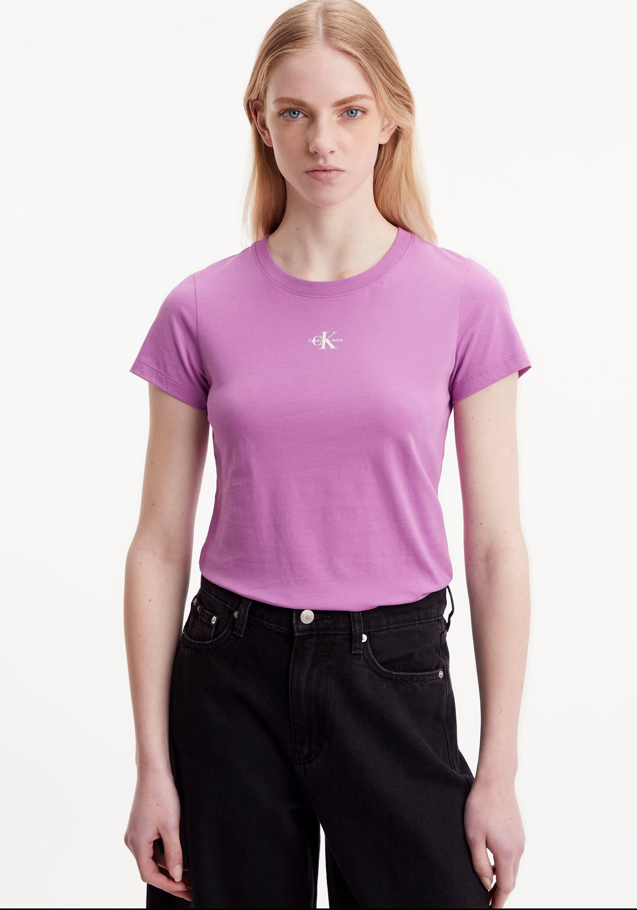 Calvin Klein Rundhalsausschnitt MONOLOGO FIT SLIM Jeans mit bei ♕ »MICRO TEE«, T-Shirt