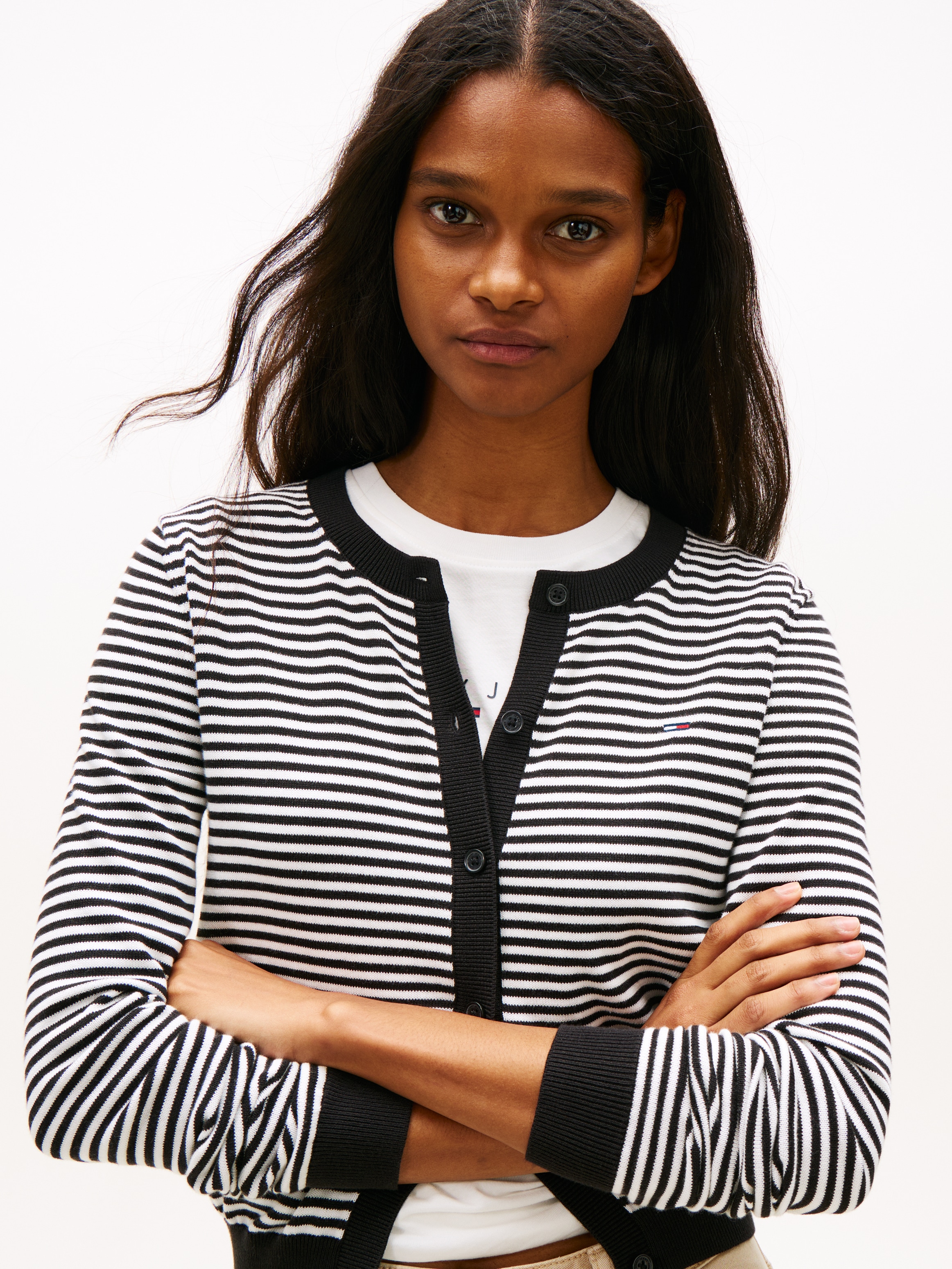 Tommy Jeans Strickjacke »TJW ESSENTIAL CREW NECK CARDIGAN« Baumwolle