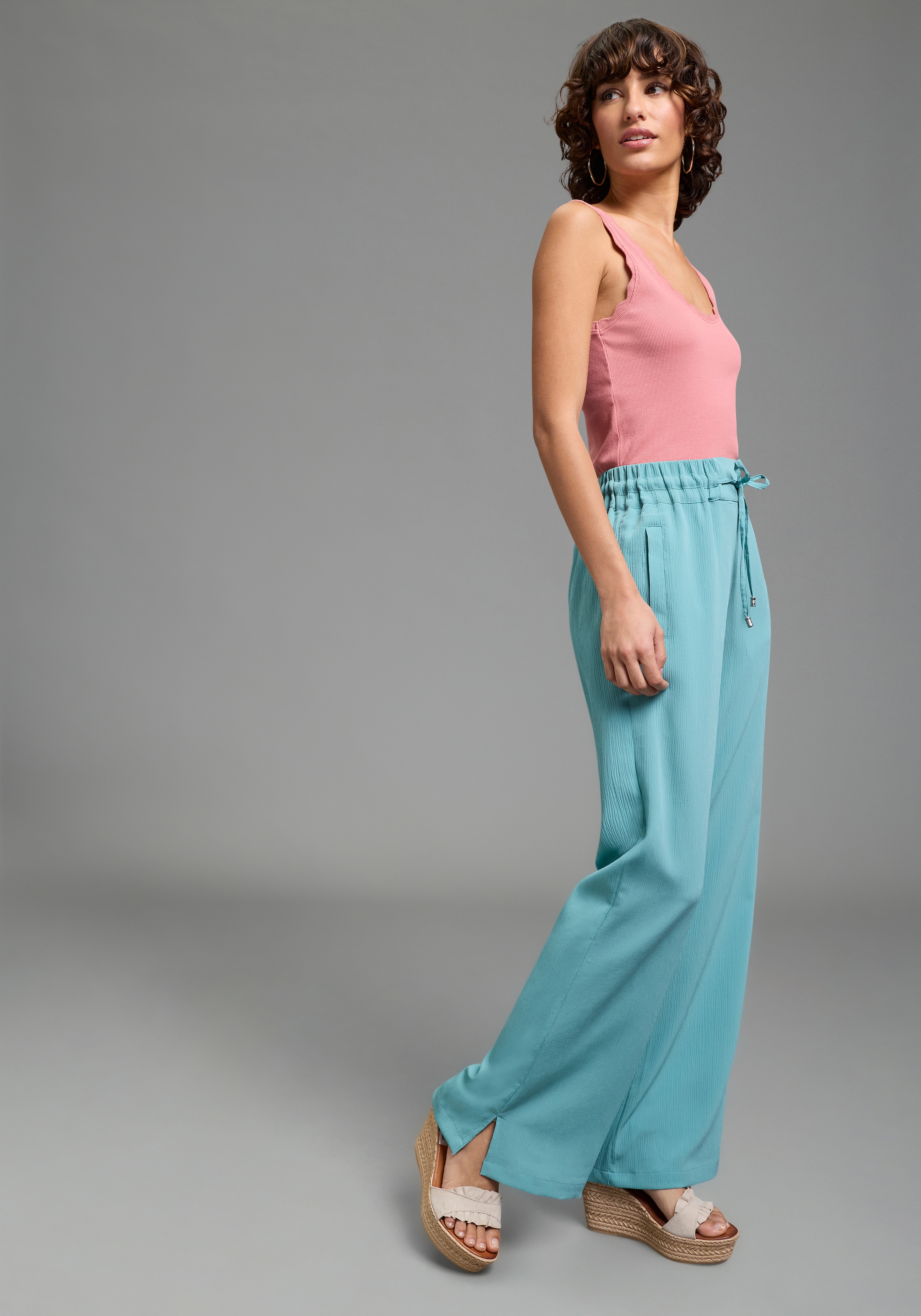 Laura Scott Schlupfhose  weite Hose, mit Gummizug am Bund, mit Schlitz am Beinabschluss