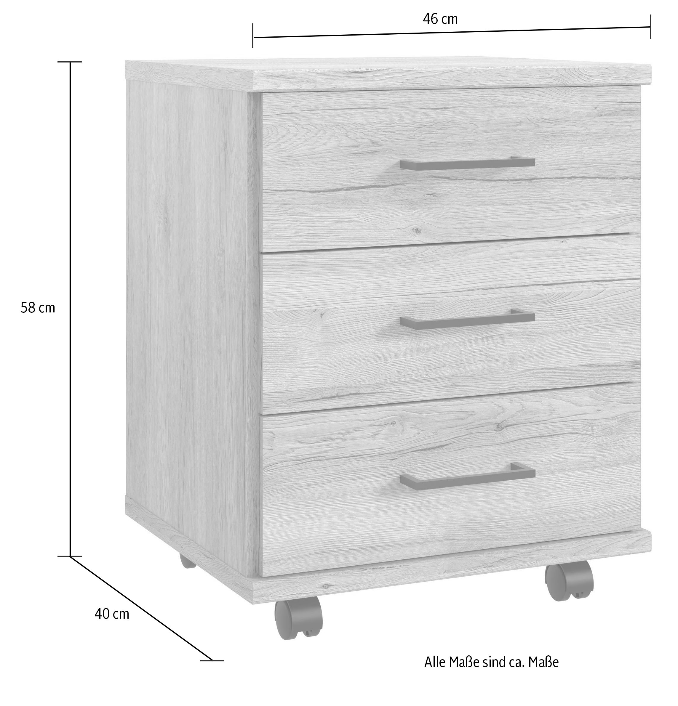 breit, Schubladen, kaufen Rollcontainer »Home Raten 58cm 46cm mit 3 auf Desk«, Wimex hoch