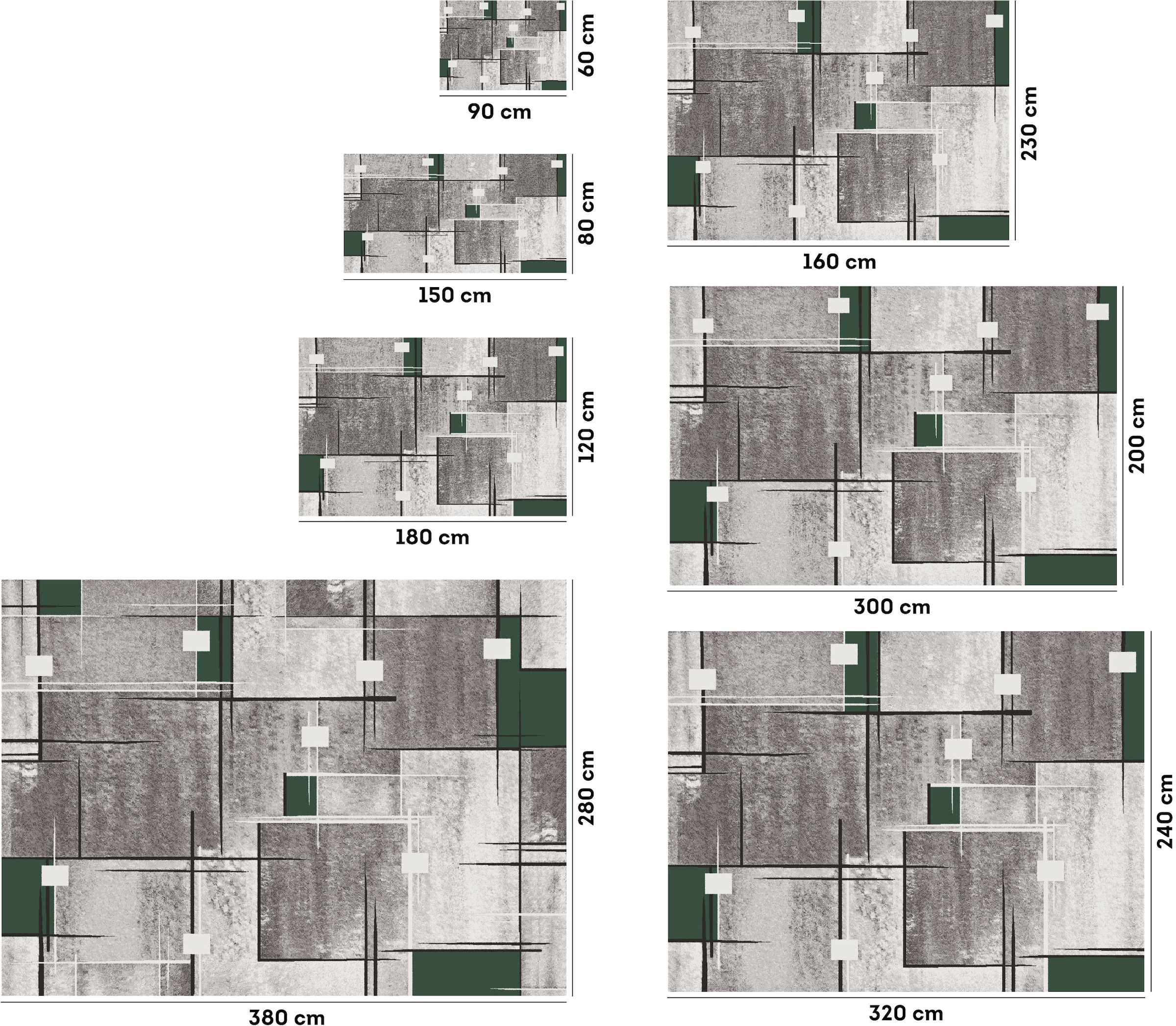 my home Teppich »Deblin« rechteckig 9 mm Höhe weicher Flor, Kurzflor, Karo-Design, modern, geometrisches Muster