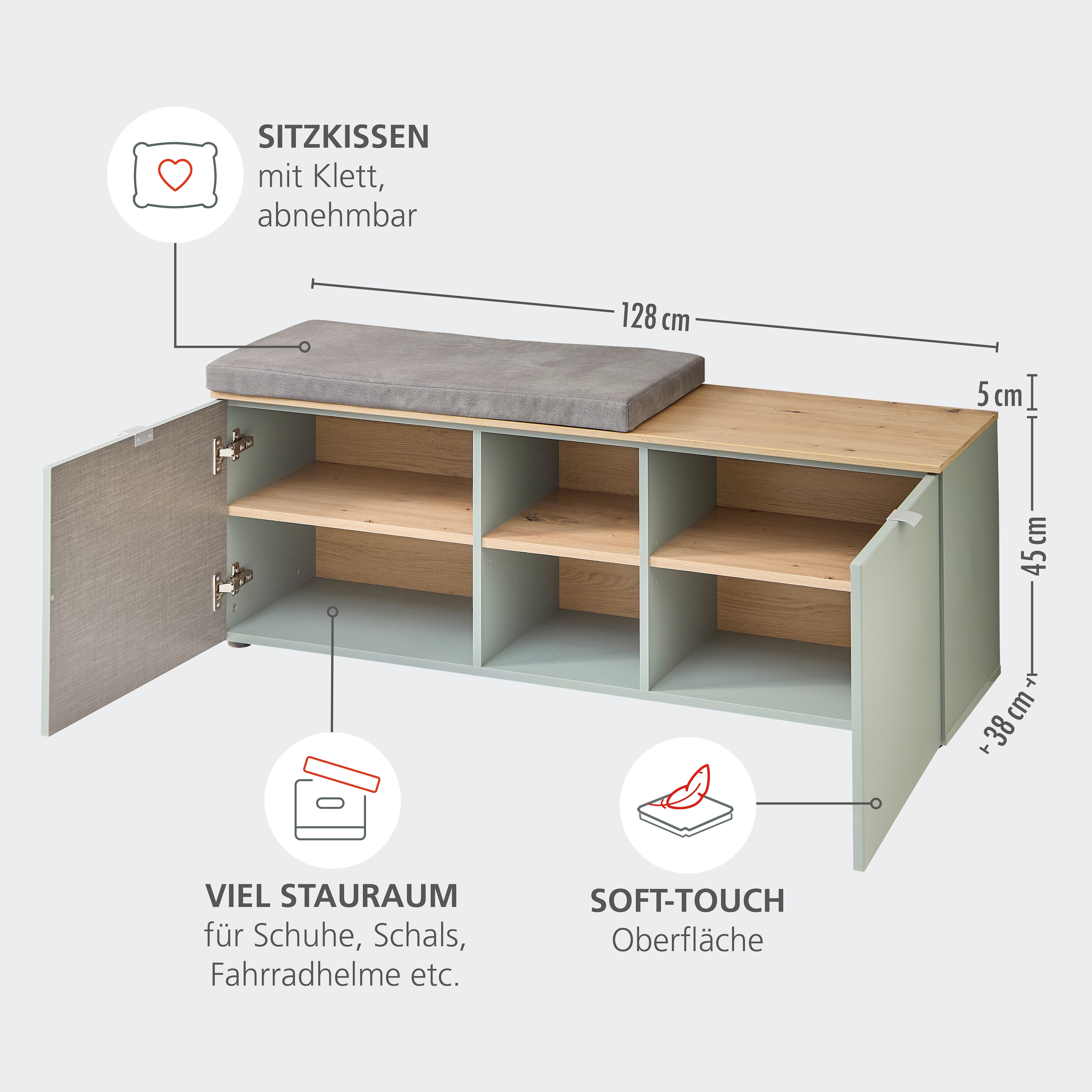 Innostyle Garderoben-Set »Bari Garderobenprogarmm, BxHxT 206x202x38 cm« Set, 4 Stk. tlg.