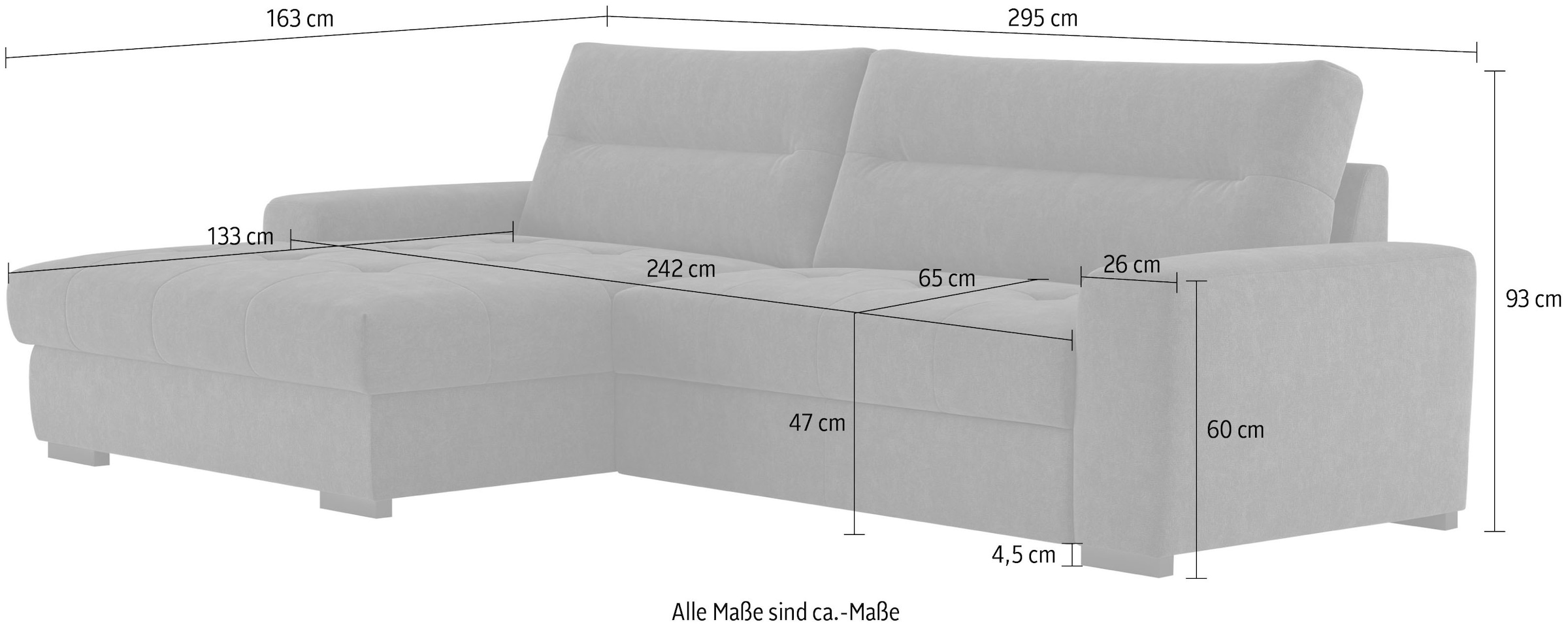 COTTA Ecksofa »Cappa L-Form«, wahlweise mit Bettfunktion und Bettkasten