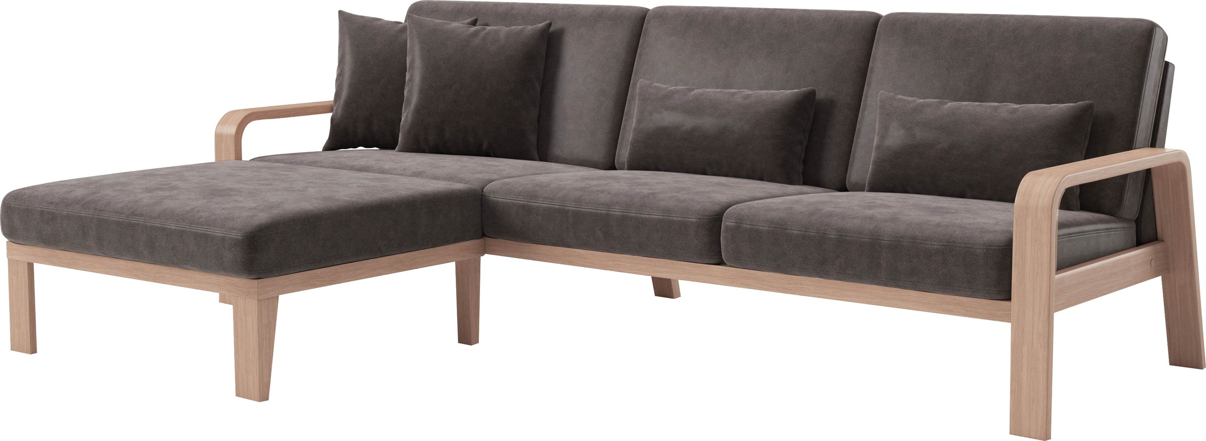sit&more Ecksofa »Kolding L-Form«, Armlehnen aus Buchenholz in natur, verschiedene Bezüge und Farben