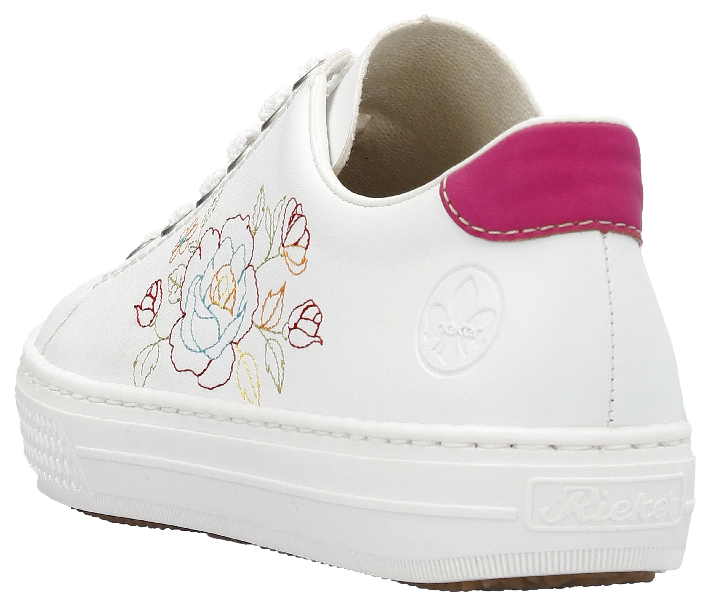 Rieker Sneaker, mit seitlicher Blumenstickerei, Freizeitschuh, Halbschuh, Schnürschuh