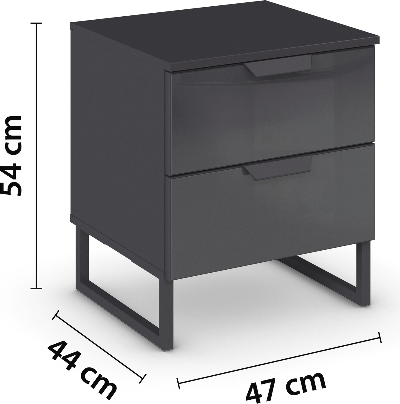 rauch Nachtkommode »Modern by Aditio«, mit Glasfront und Kufenfuß, 2 Schubladen mit Softclose-Funktion