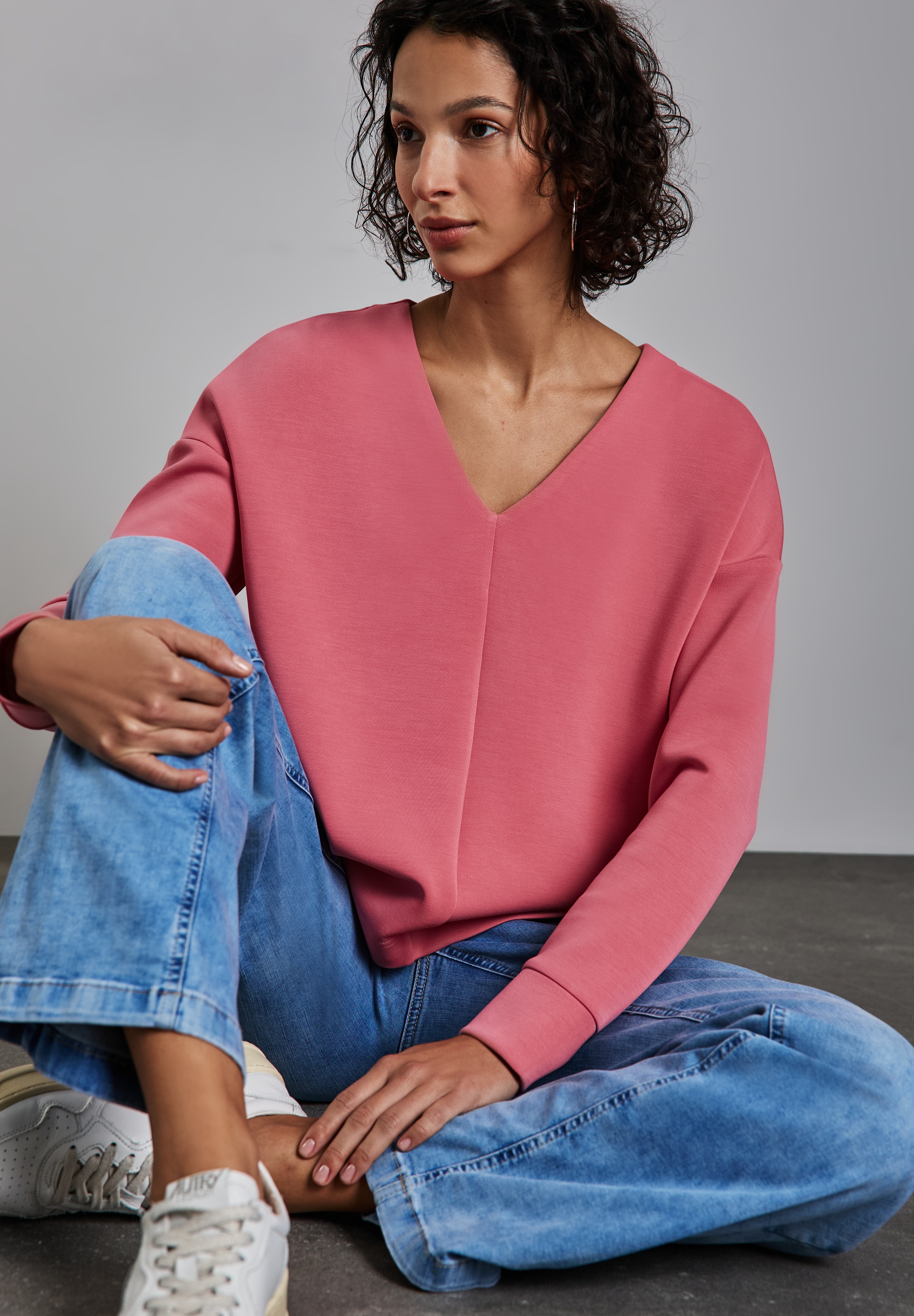STREET ONE V-Ausschnitt-Pullover, mit Bündchen