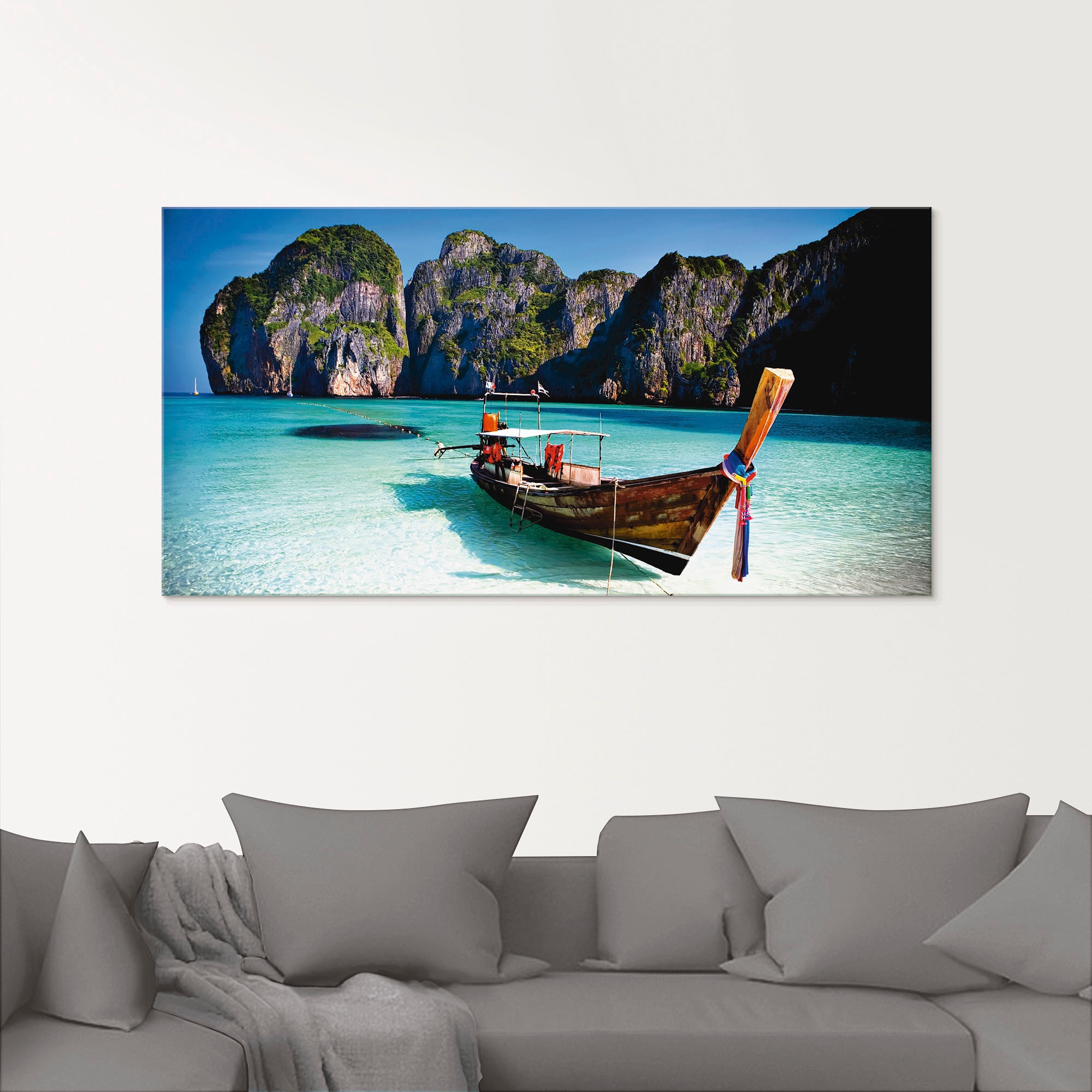 Artland Glasbild »Maya Bay, Koh Phi Phi Leh, Thailand«, Boote & Schiffe, (1 St.), in verschiedenen Größen