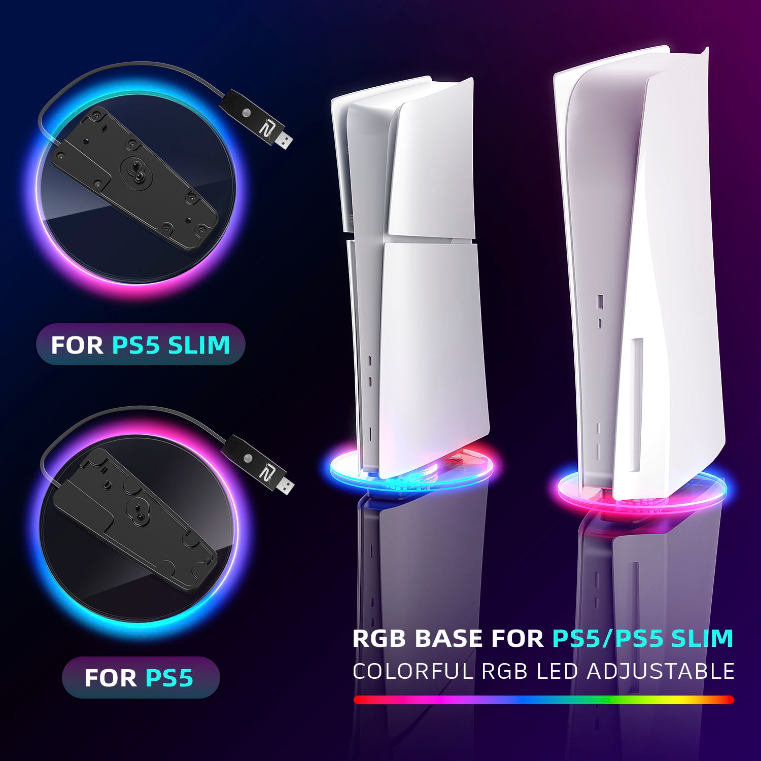 Ready2gaming Standfuß »Transparenter Standfuß für die PlayStation 5 mit RGB Beleuchtung«