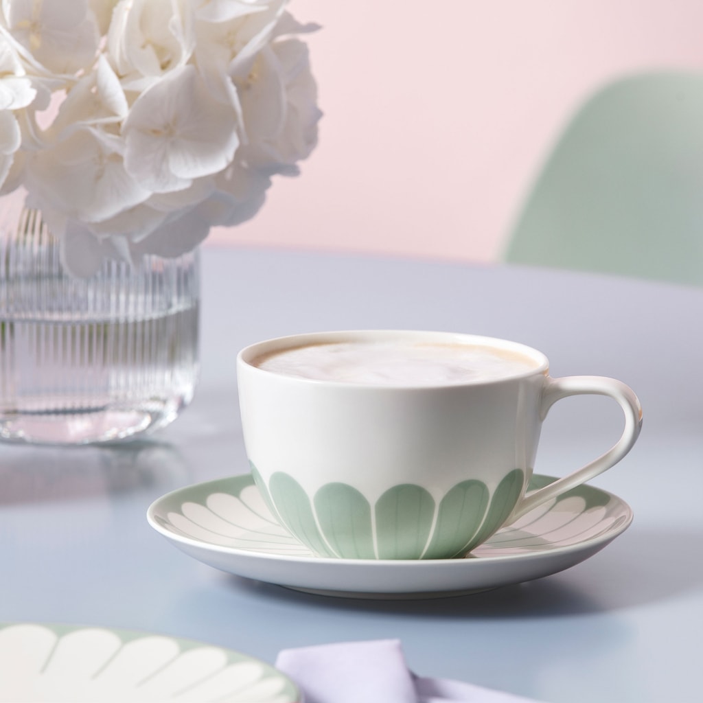 Villeroy & Boch Tasse »Cappuccinotassen mit Untertassen Fleur Couleur 300 ml 6er Set« Spülmaschinenfest, Mikrowellensicher