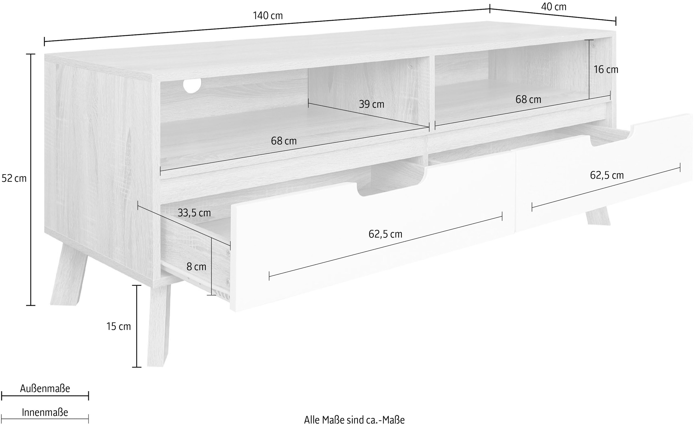 Möbilia Lowboard »Delea« Kommode mit 2 Kabeldurchführungen