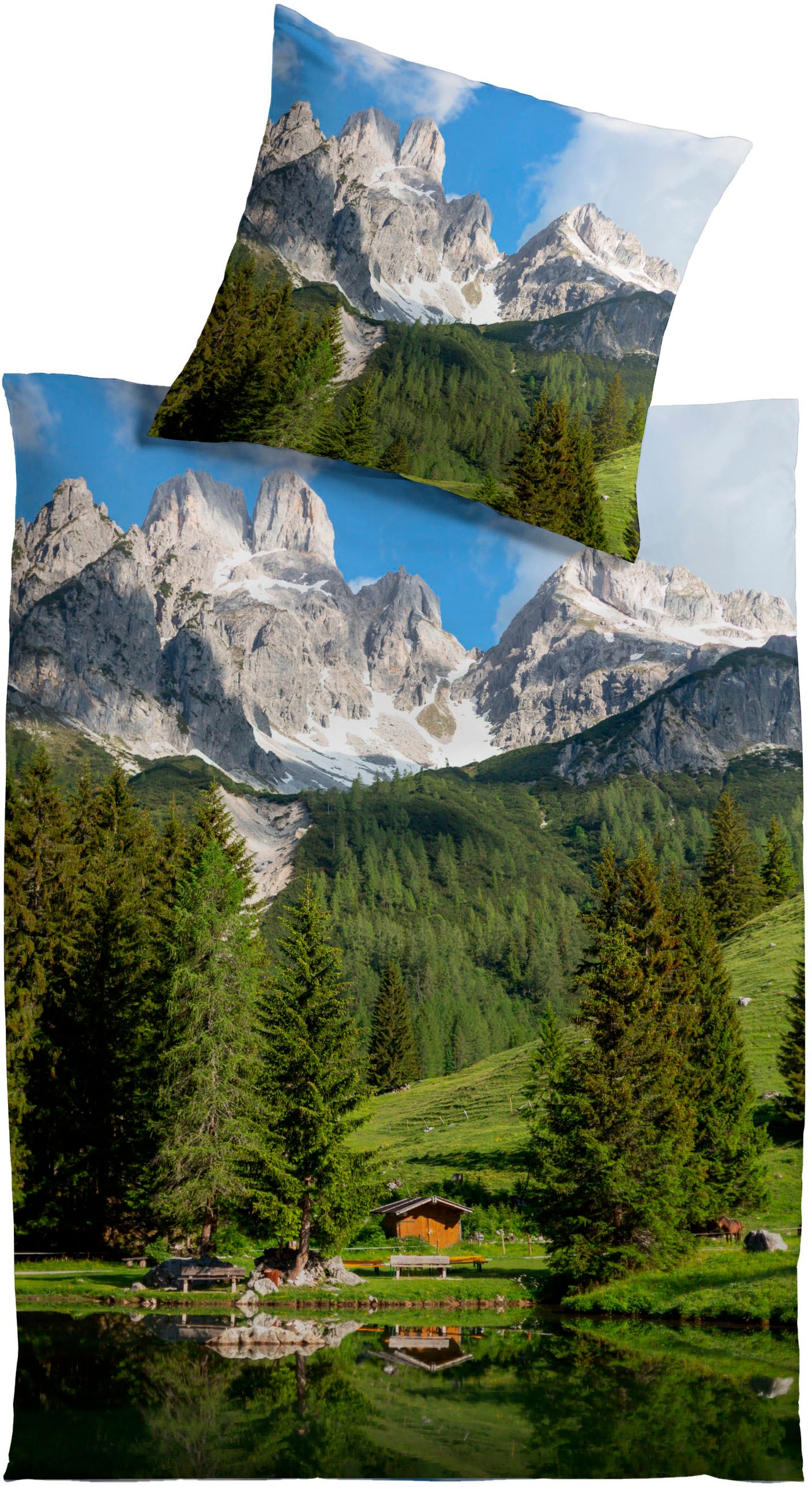KiNZLER Bettwäsche "Panorama" 2 Stk. aus Baumwoll-Satin