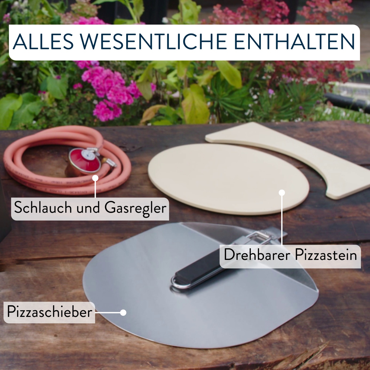 Tefal Pizzaofen »Jamie Oliver by Tefal Pizza Pronto, kompakter Gaspizzaofen für Zuhause«, 360° drehender Pizzastein, bis zu 400 °C, inkl. Pizzaschaufel, JM4168