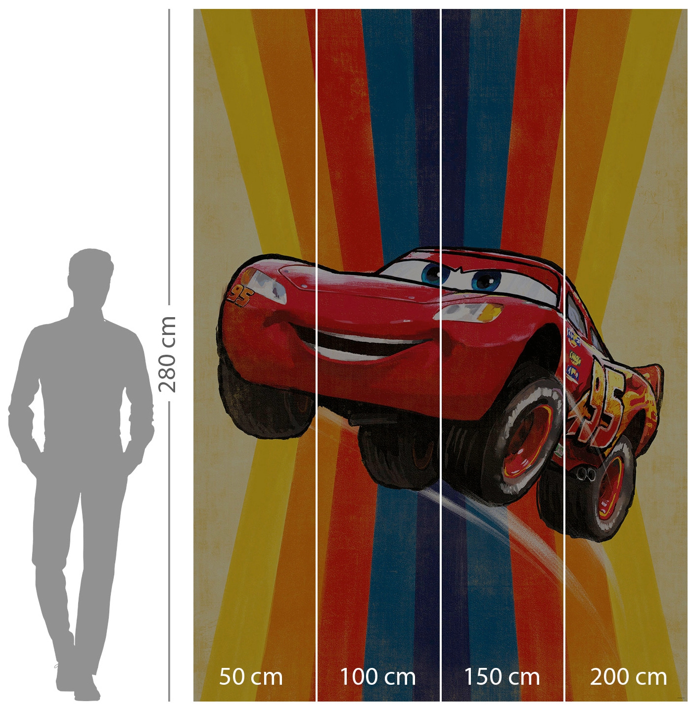 Komar Vliestapete »Digitaldruck Vlies -  Cars Jump - Größe 200 x 280 cm« bedruckt glatt Kinderzimmer