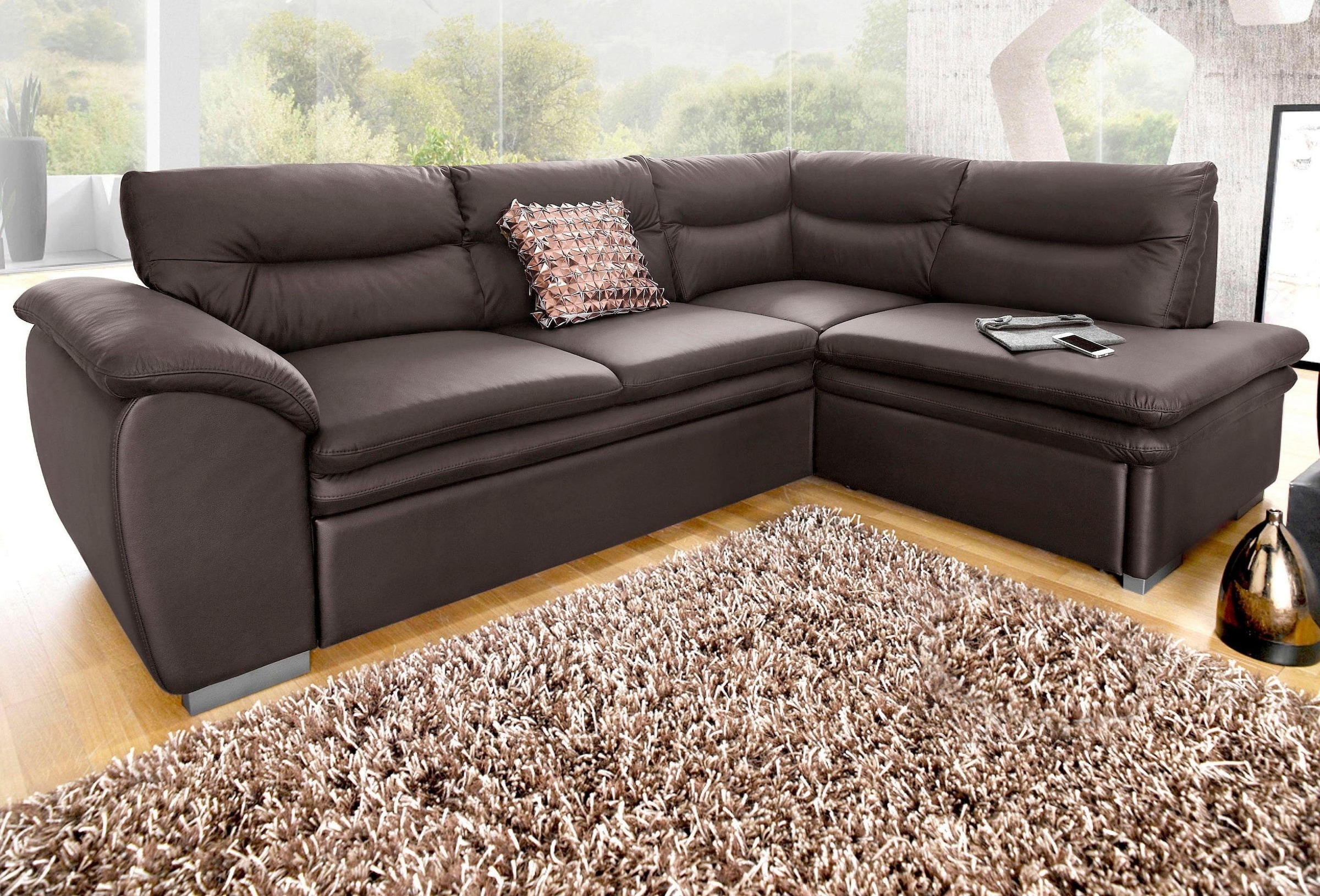 COTTA Ecksofa »Leandra L-Form«, wahlweise mit Bettfunktion und Bettkasten