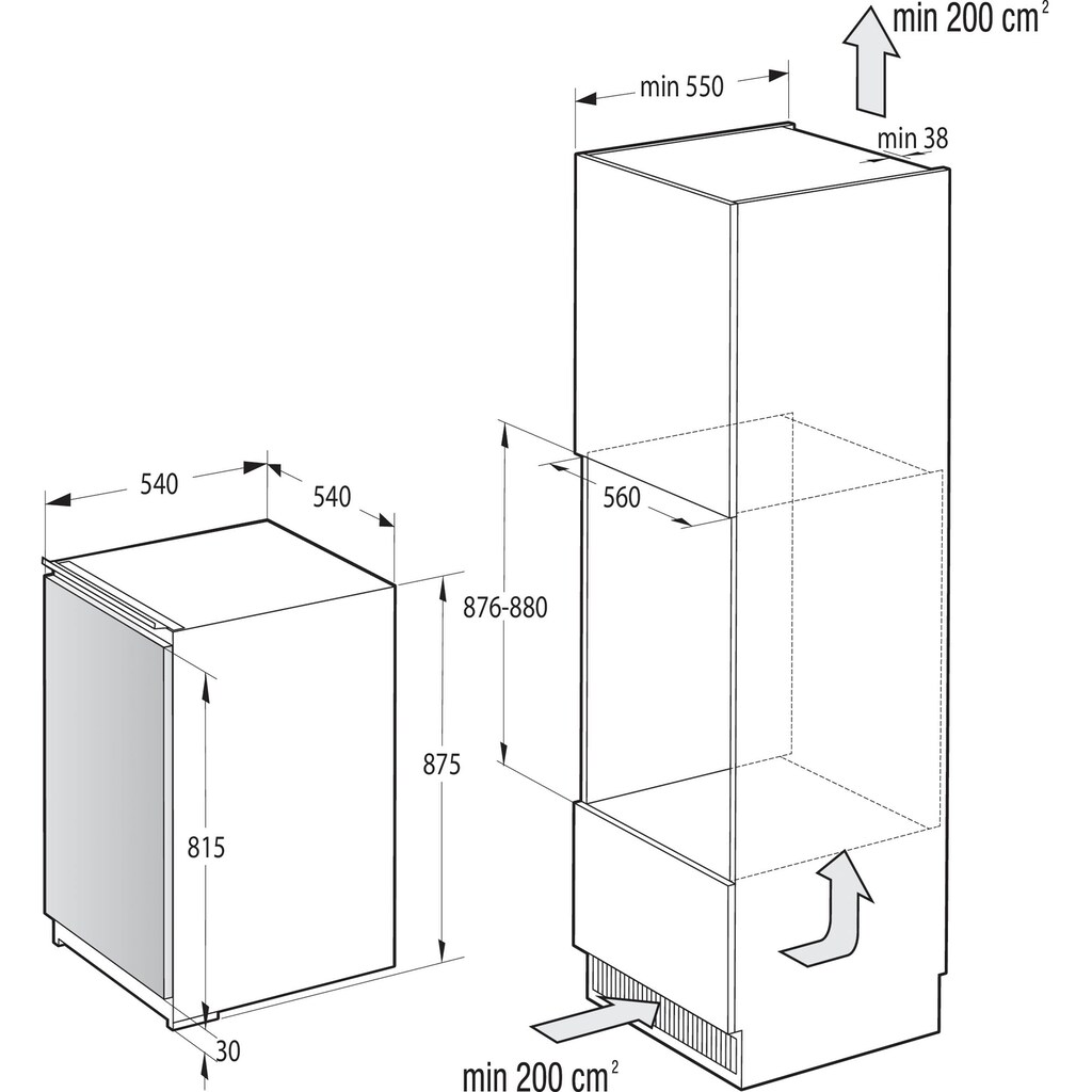 GORENJE Einbaukühlschrank »RBI409EP1«, RBI409EP1, 88 cm hoch, 54 cm breit