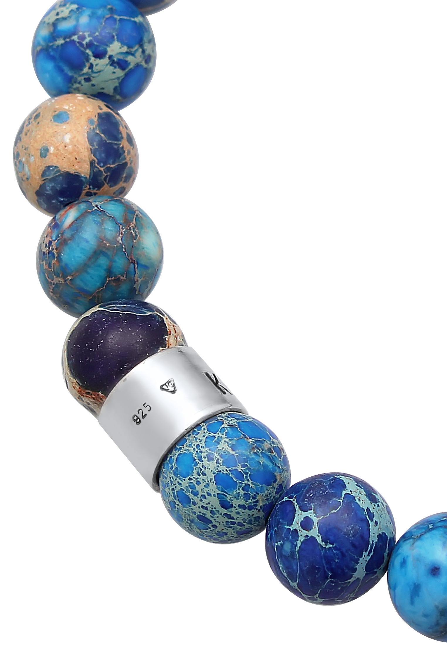Kuzzoi Armkette »Armband Herren Achat Perlen Blau Beads 925 Silber«