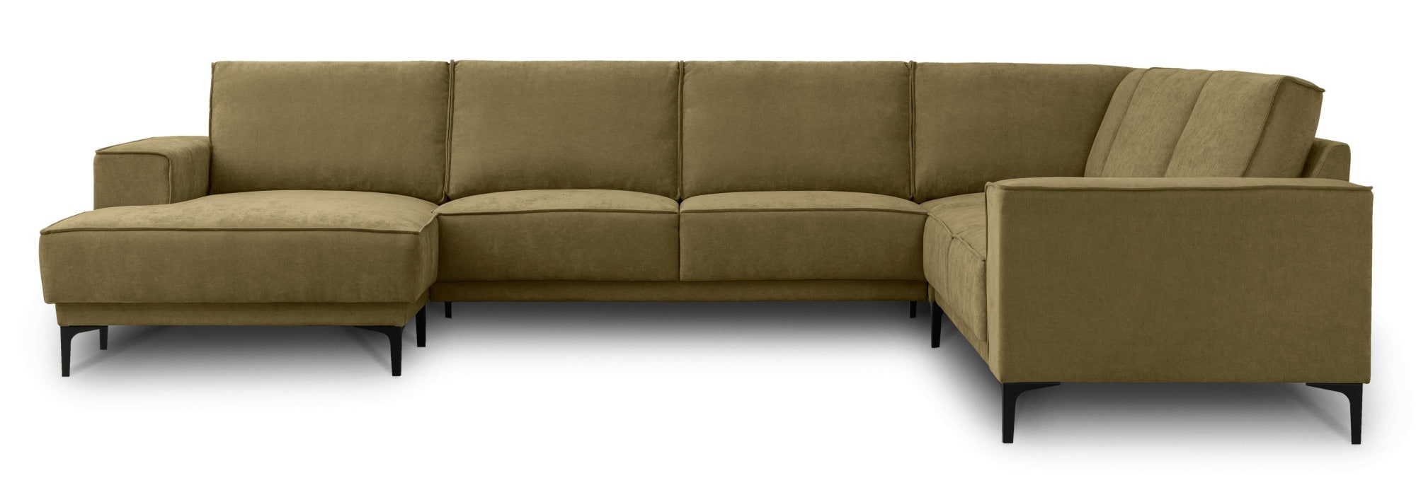 Places of Style Wohnlandschaft »Oland«, U-Form, 342 cm, Wellenunterfederung, Skandi-Design, Metallfüße