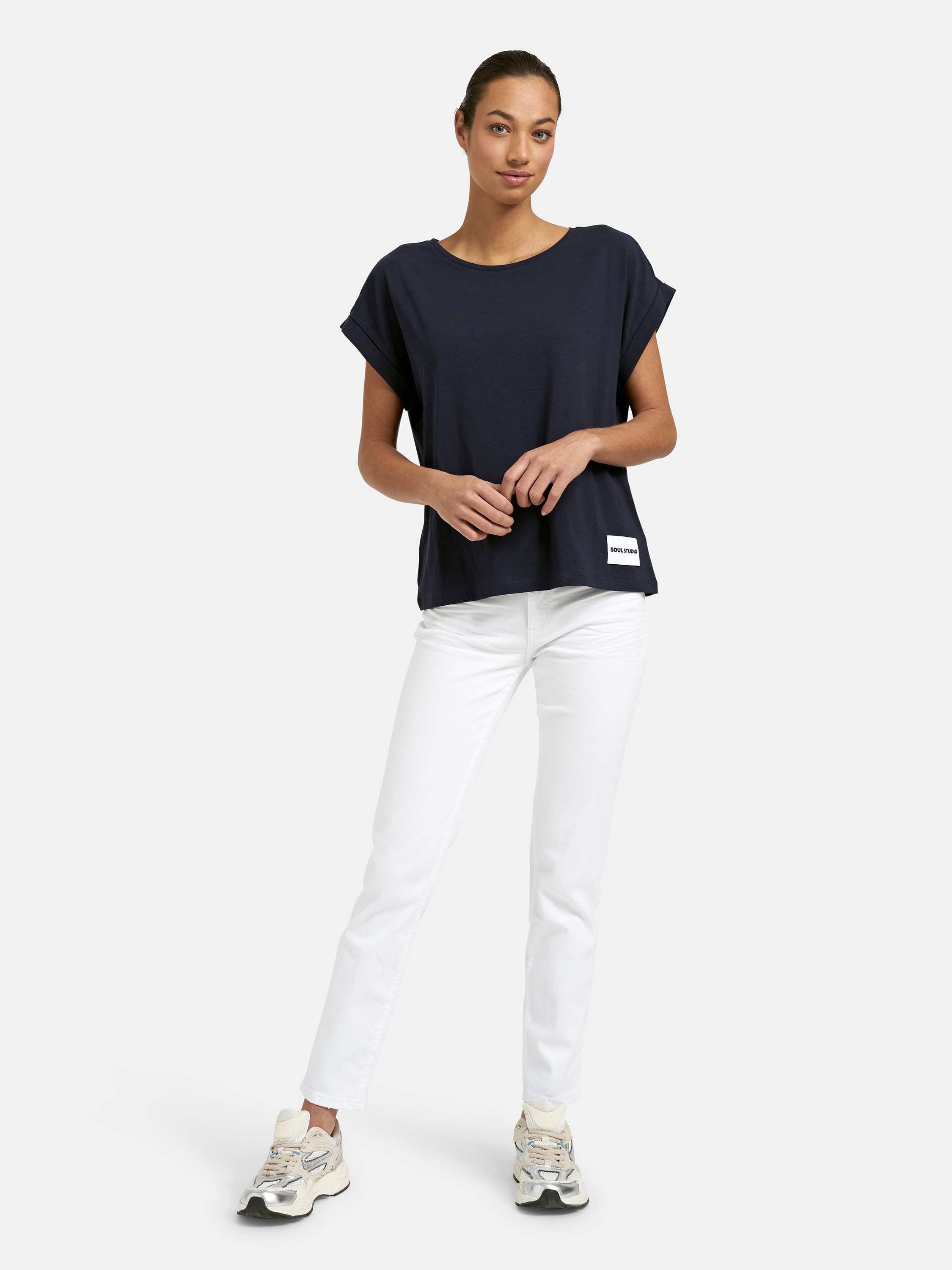 Smith & Soul T-Shirt mit Umschlagsaum, Rundhalsform