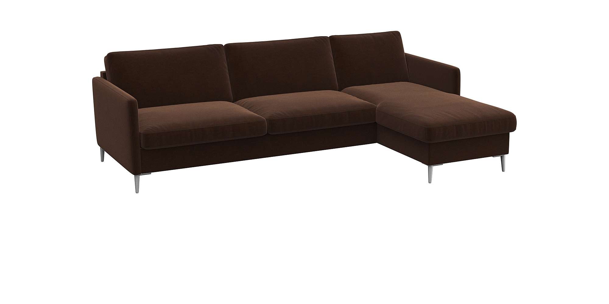 FLEXLUX Ecksofa »Fiore, super Sitzkomfort durch Kaltschaum im Sitz, L-Form«, schmale Armlehnen, Füße Alu