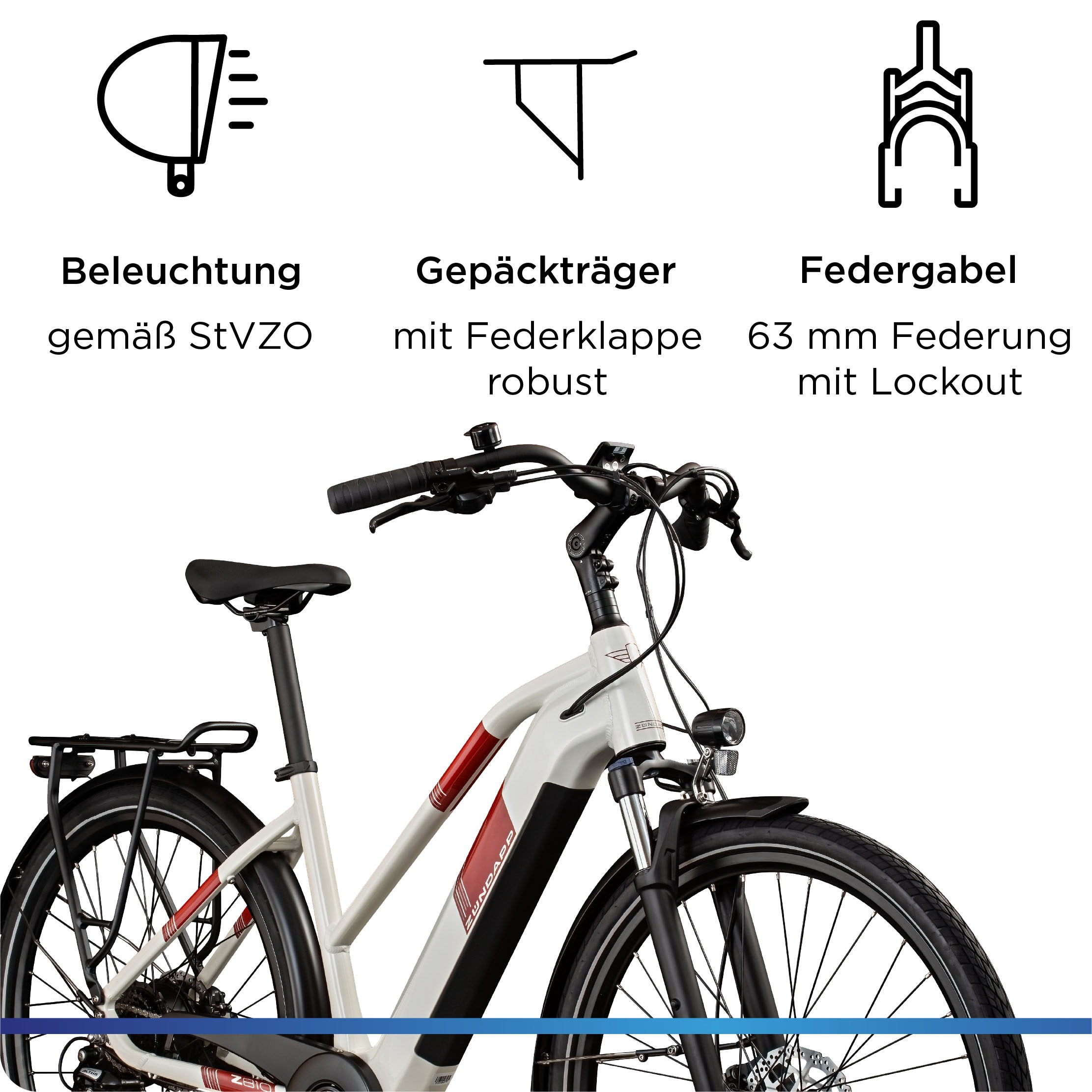 Zündapp »Z810« 8 Gang Shimano Altus RD-M310 Schaltwerk Kettenschaltung Heckmotor 250 W Pedelec, Elektrofahrrad für Damen und Herren