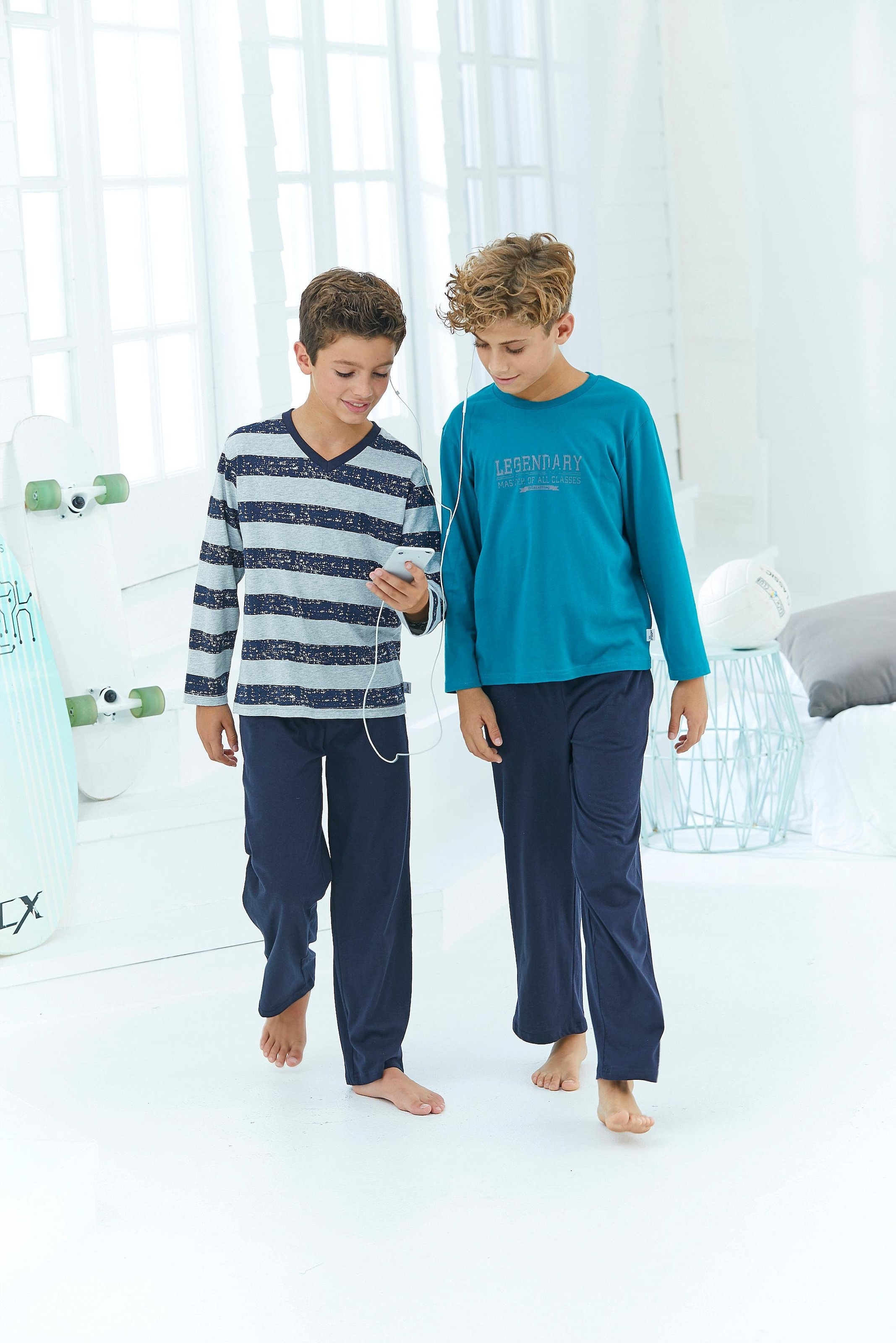 le jogger® Pyjama, (4 tlg., bei Form Stück), 2 langer in