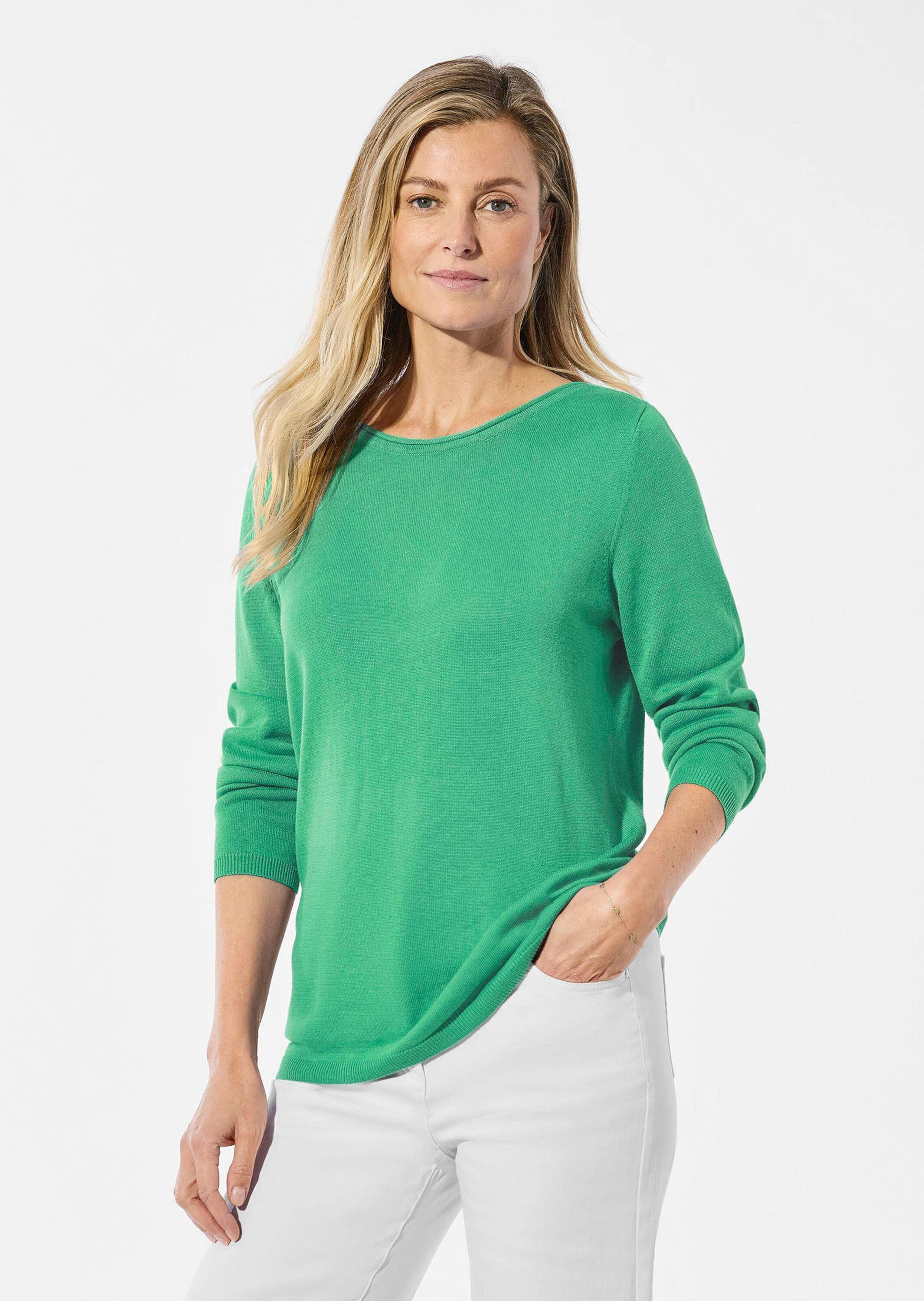 GOLDNER Strickpullover »Pullover mit U-Boot-Ausschnitt aus Baumwoll-Viskose-Mix« keine/nicht relevant