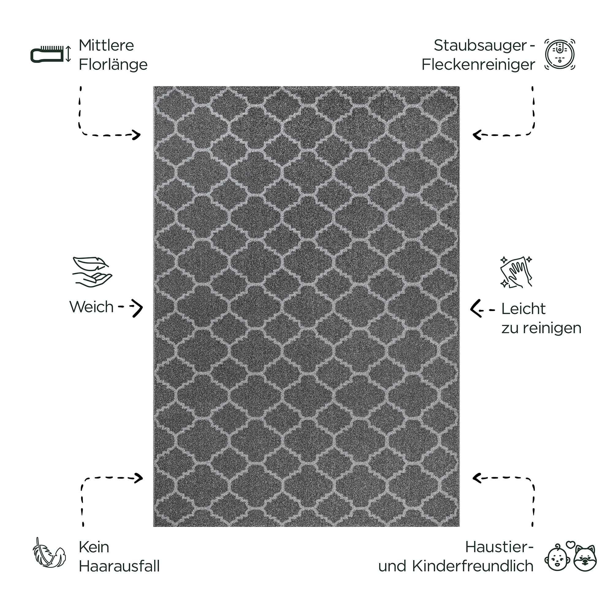 Sanat Teppich »Boho 8202« rechteckig 10 mm Höhe Kurzflor, robust, Boho, Scandic, für Fussbodenheizung geeignet