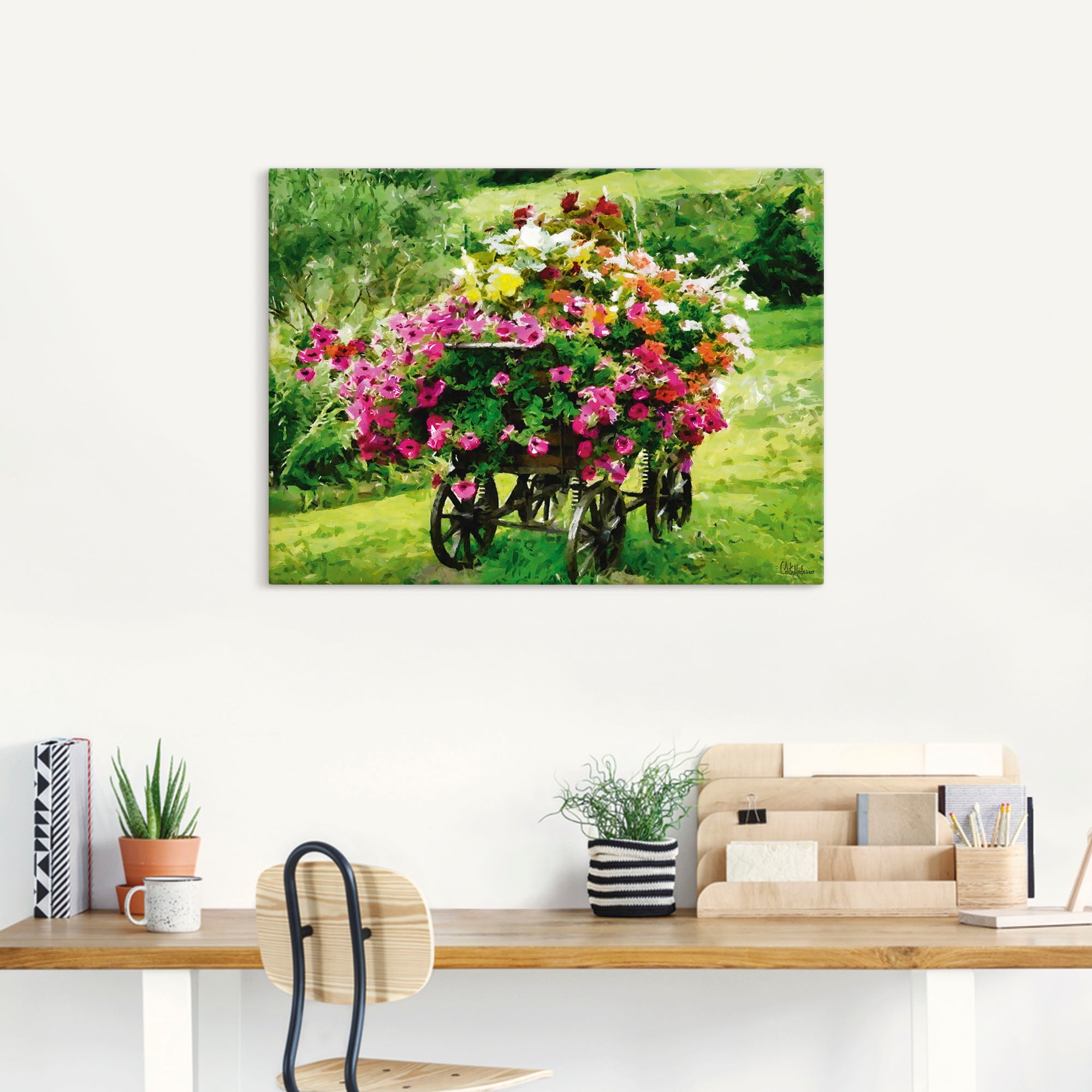 Artland Wandbild »Kutsche mit Blumen«, Blumenbilder, (1 St.), als Alubild, Outdoorbild, Leinwandbild, Poster in verschied. Größen