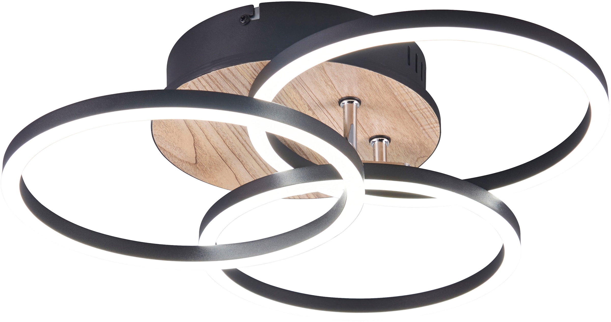 LED | XXL / »Circle«, Fernbedienung 1 Ringen 3 holzfarb. Deckenlampe online TRIO mit Leuchten schwenkbaren mit Garantie Deckenleuchte kaufen inkl. Jahren flammig-flammig,