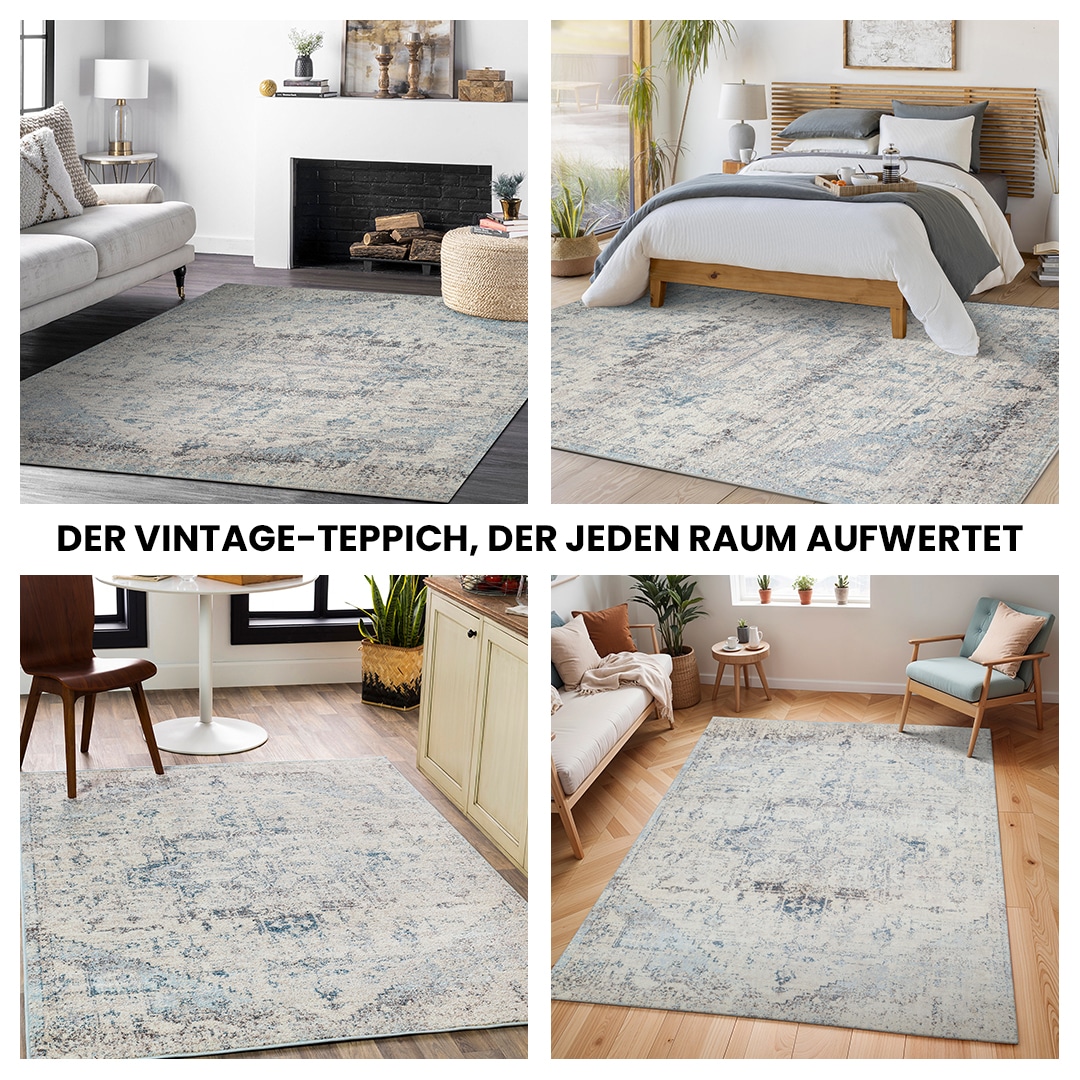 Livabliss Teppich »TAMPA« rechteckig 13 mm Höhe Vintage Orientteppich, Traditional Kurzflor Boho Wohnzimmerteppich