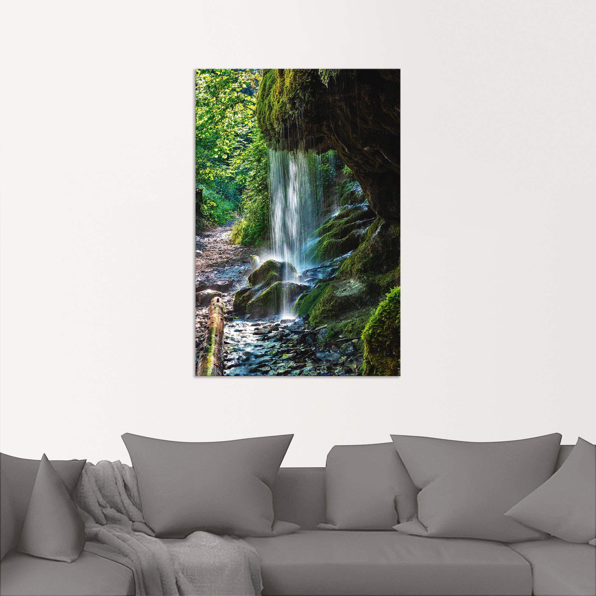 Artland Wandbild »Moosbedeckter Wasserfall«, Wasserfallbilder, (1 St.), als Alubild, Outdoorbild, Leinwandbild, Wandaufkleber, versch. Größen