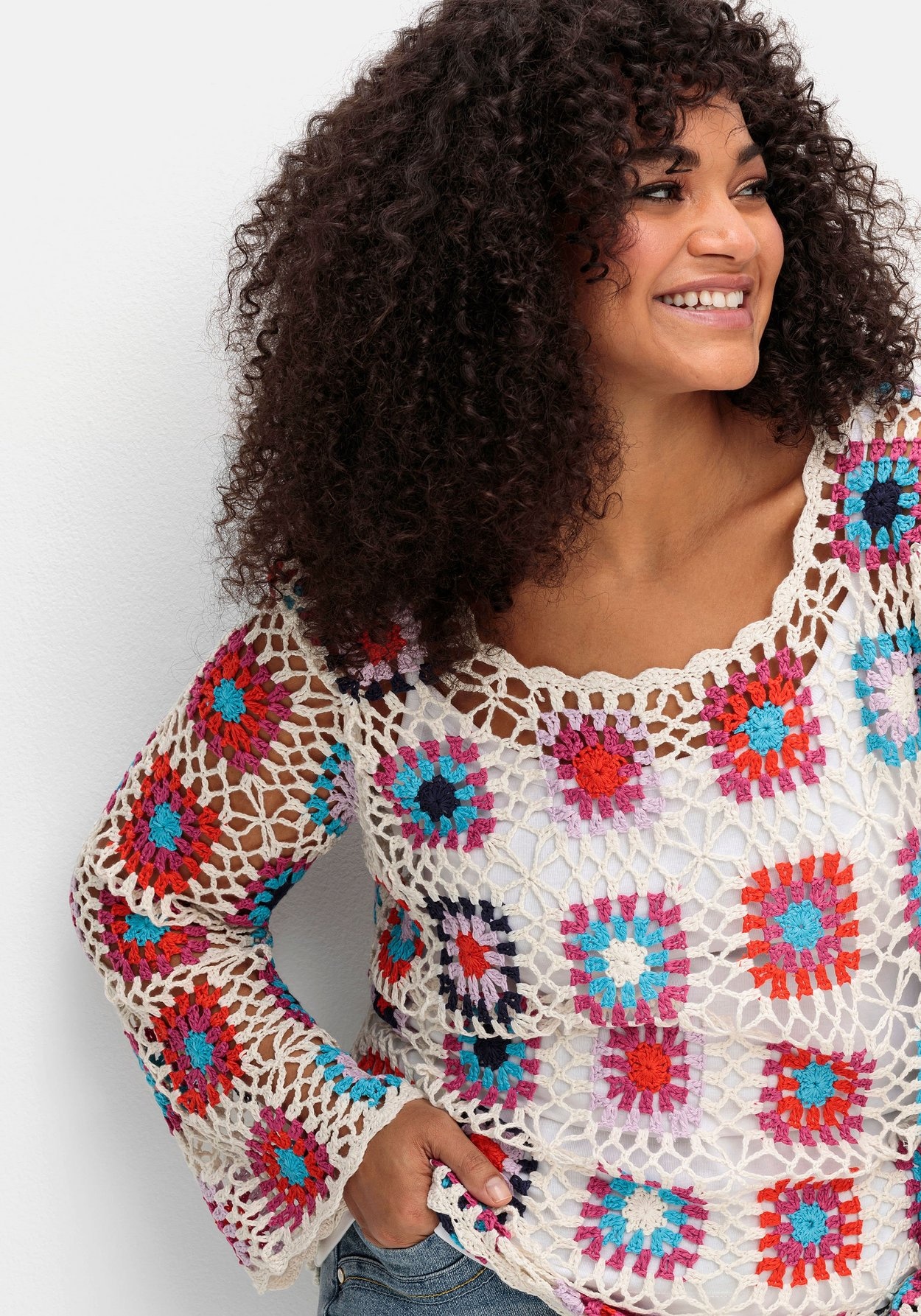 Sheego Strickpullover »Häkelpullover im Crochet-Muster«