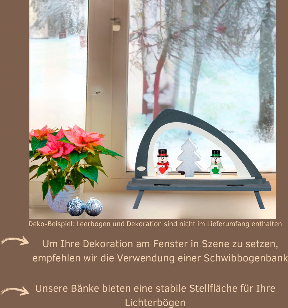 Weigla Schwibbogen-Fensterbank »Weihnachtsdeko«, aus Holz, grau-lackiert, Höhe ca. 11 cm