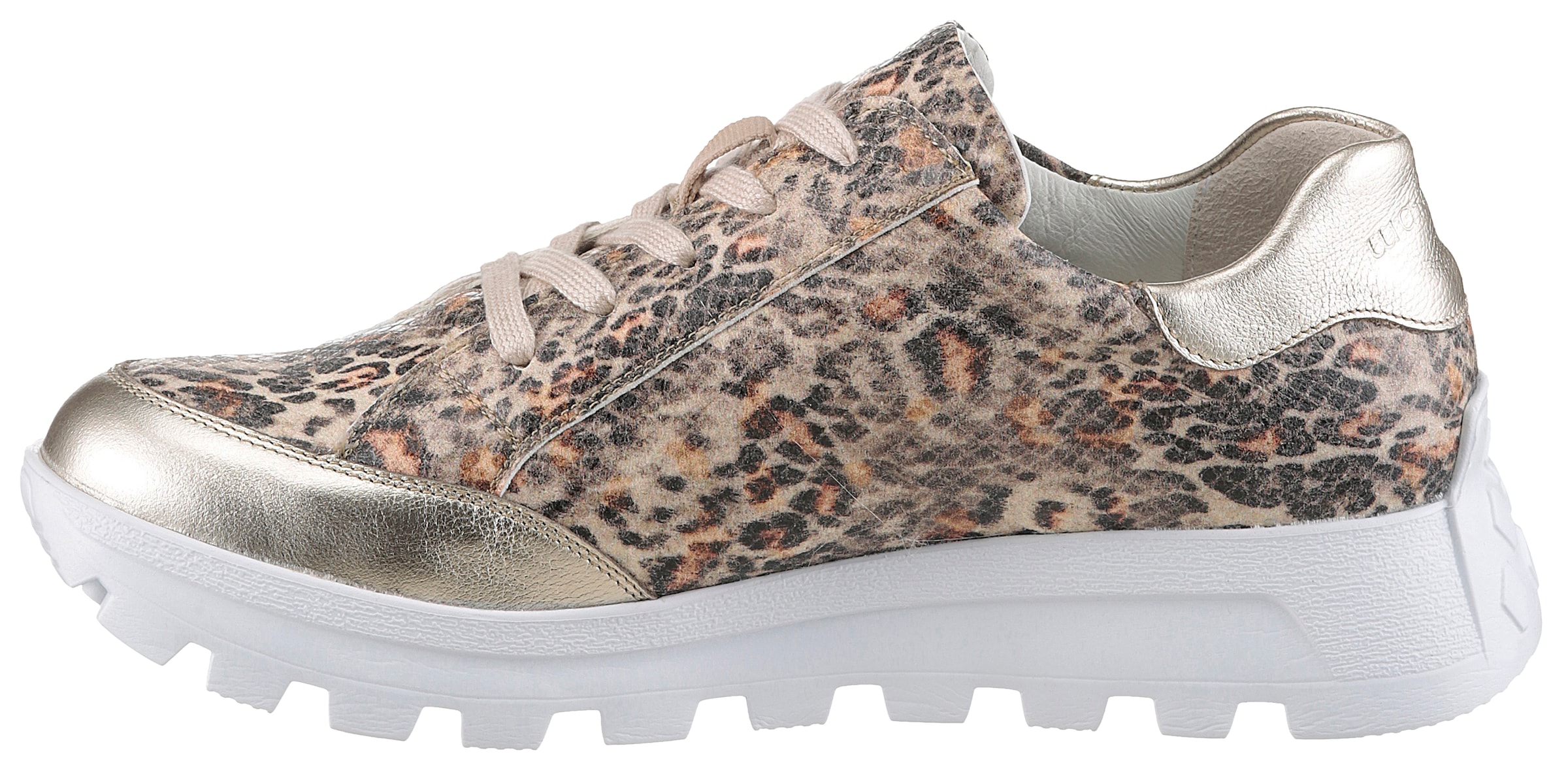 Waldläufer Plateausneaker »H-AJALA«, Freizeitschuh, Halbschuh, Schnürer in Leo-Optik, Komfortweite H