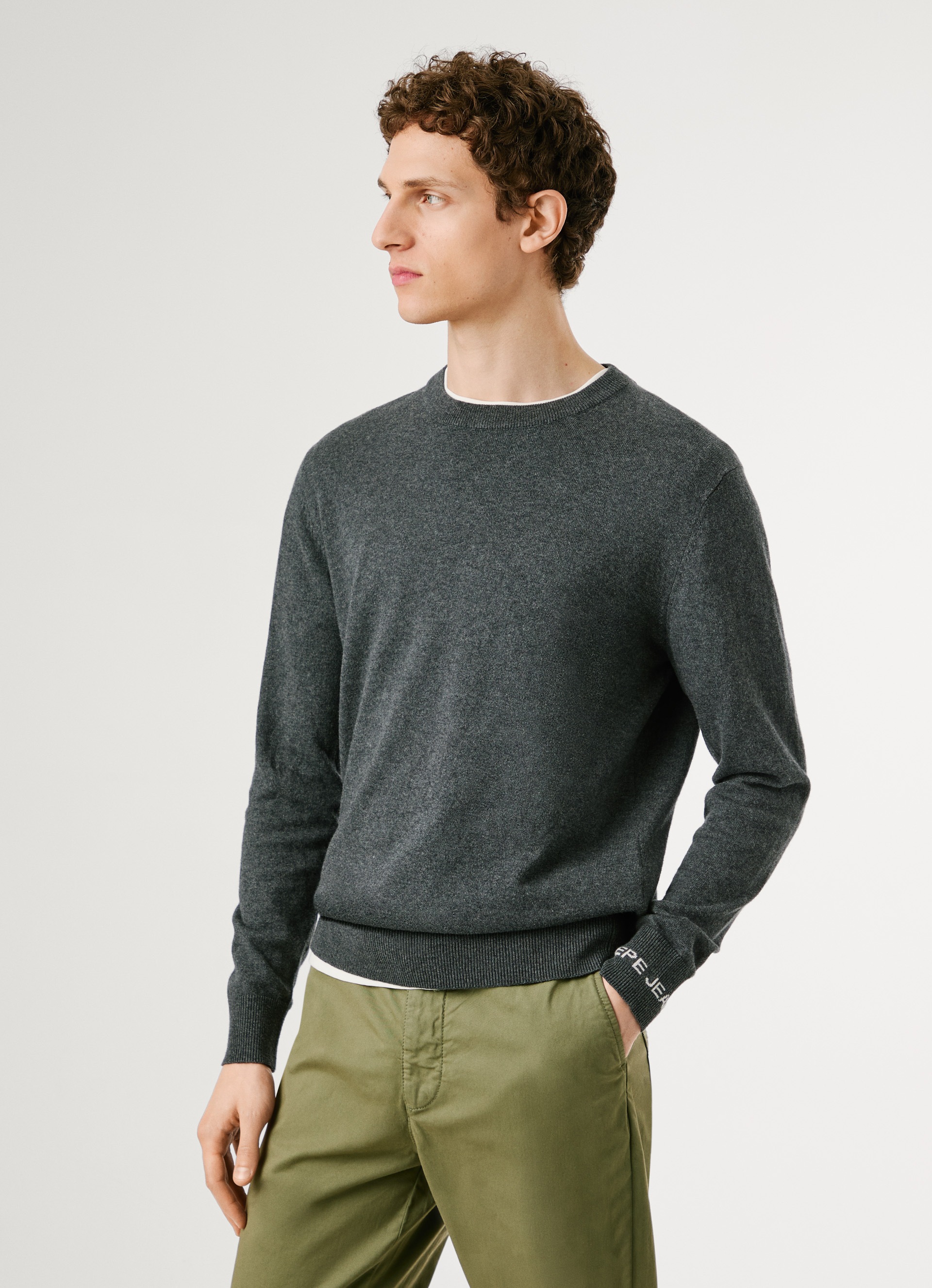 Pepe Jeans Strickpullover »ANDRE CREW NECK« mit Rundhals, Logo-Jacquard