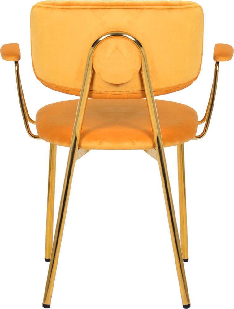 Kayoom Polsterstuhl »Stuhl Giselle 225 2er-Set, Gestell aus Edelstahl« (Set) 2 Stk.mit Armlehnen, goldenes Gestell aus Edelstahl, Samtbezug, Ziernähte