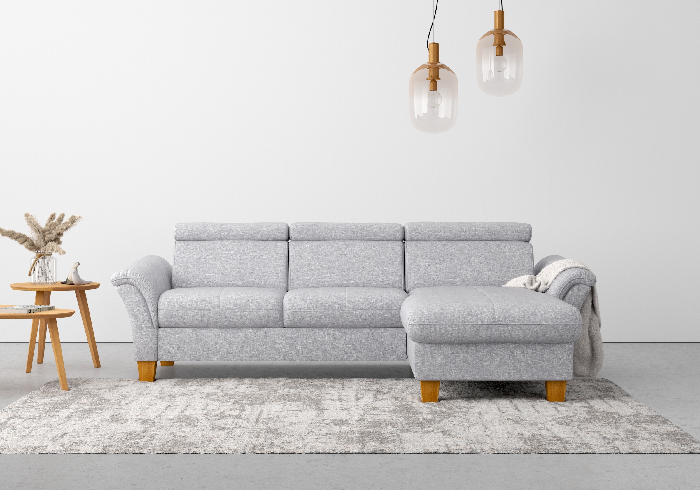 Home affaire Ecksofa »Lindgren L-Form«, wahlweise mit Bett mit klappbaren Rollen, Kasten und Kopfverstellung