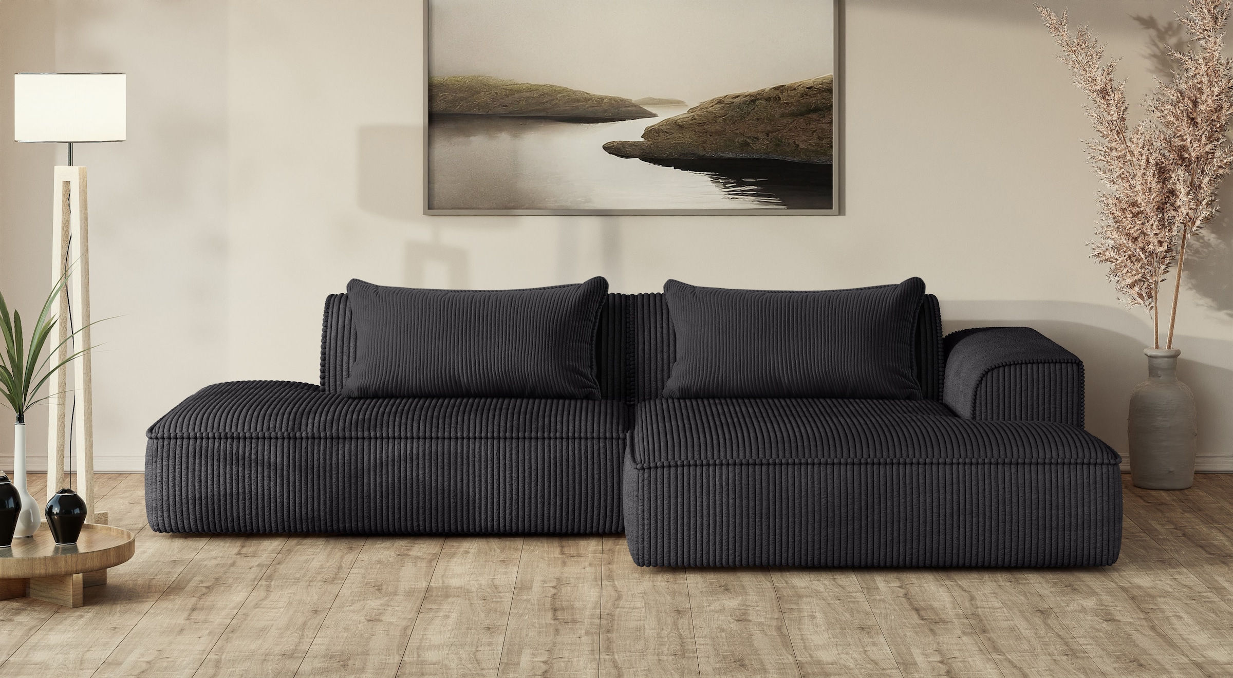 exxpo - sofa fashion Ecksofa »Billund modernes Designsofa, bequem und elegant, Breite 294cm, L-Form« modern, L-form, Wellenfedern, inklusive 2x Nierenkissen