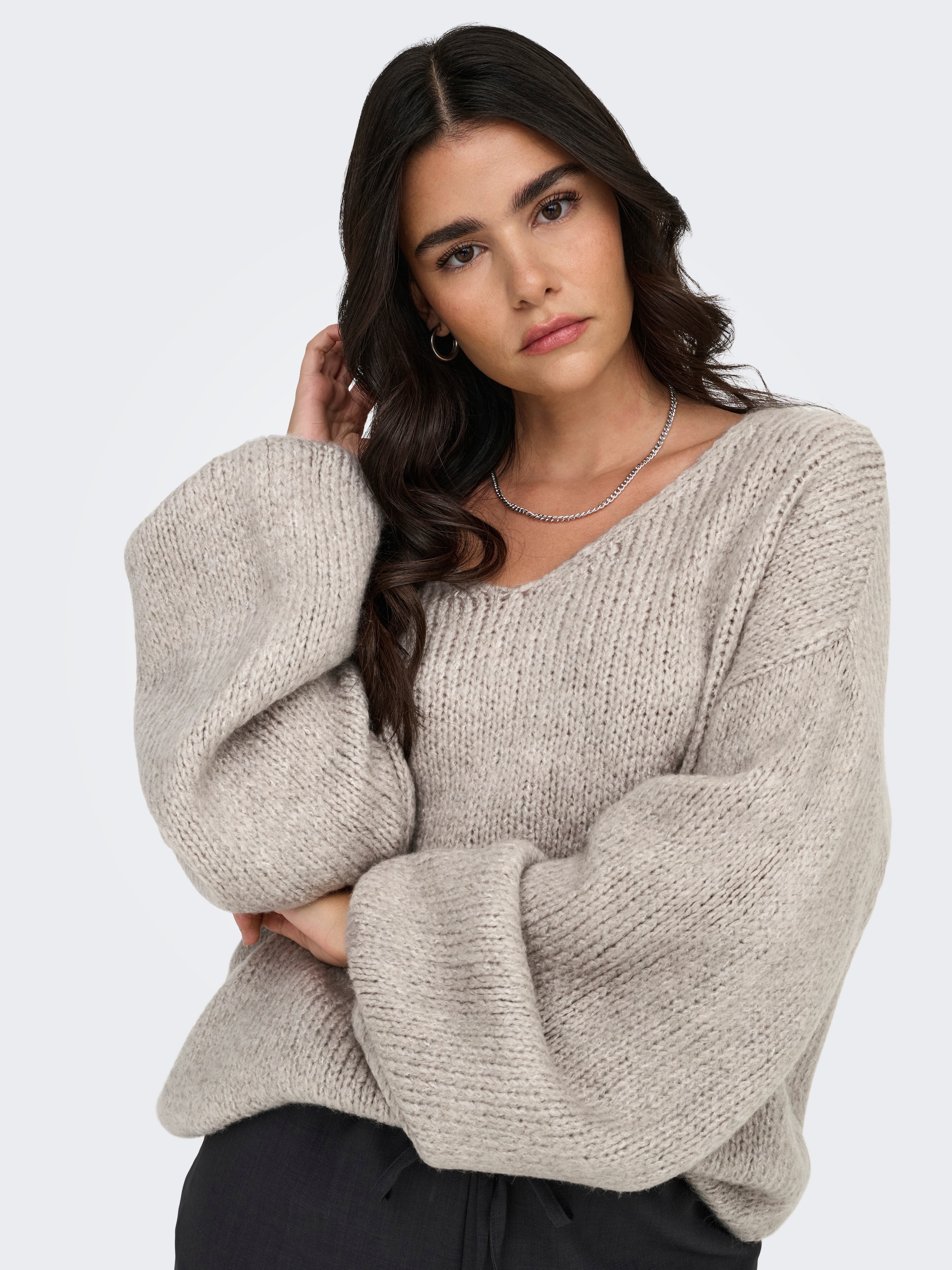 JDY V-Ausschnitt-Pullover »JDYDINEA L/S REVERSIBLE PULLOV. KNT NOOS« Kunstfaser, regular fit