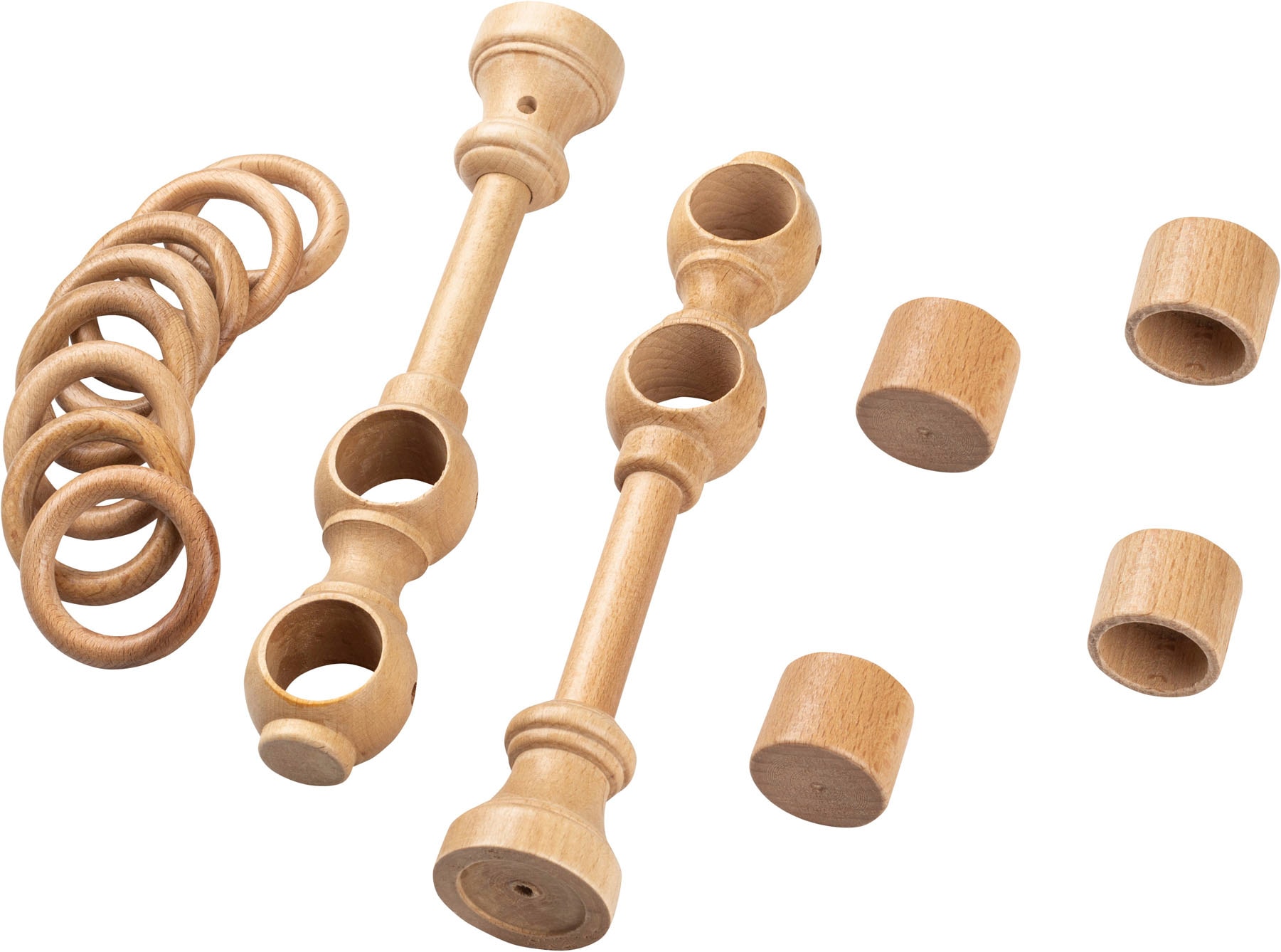 SN DECO GROUP Gardinenstange »Cafiro« 2 läufig-läufig Fixmaß 28 mm, Holz, verschiedene Längen und Farben, Komplettset