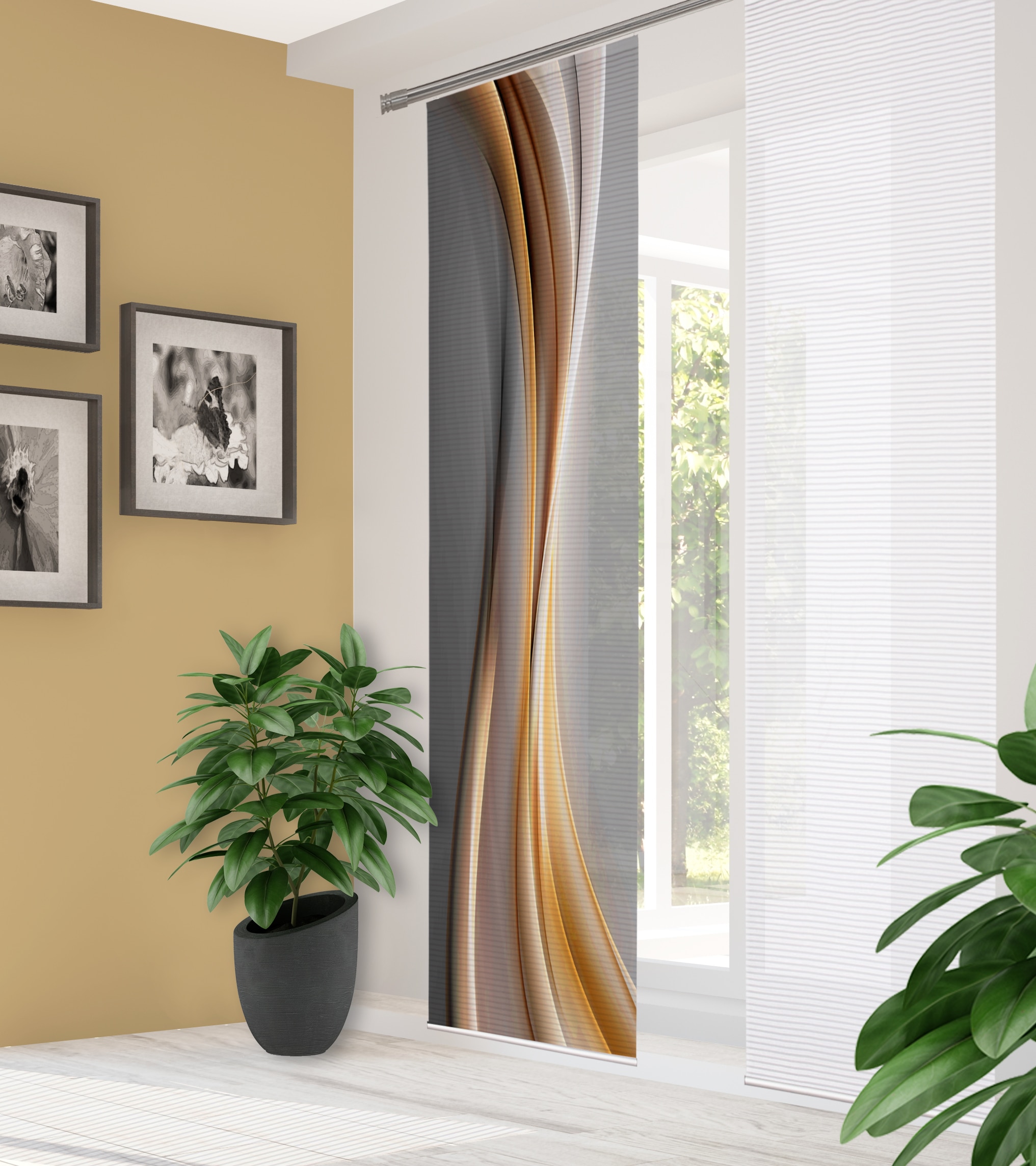 HOME in green Schiebegardine »ELANIA« Paneelwagen 1 Stk. tlg. DIGITALBEDRUCKT, BAMBUSOPTIK RECYCELT